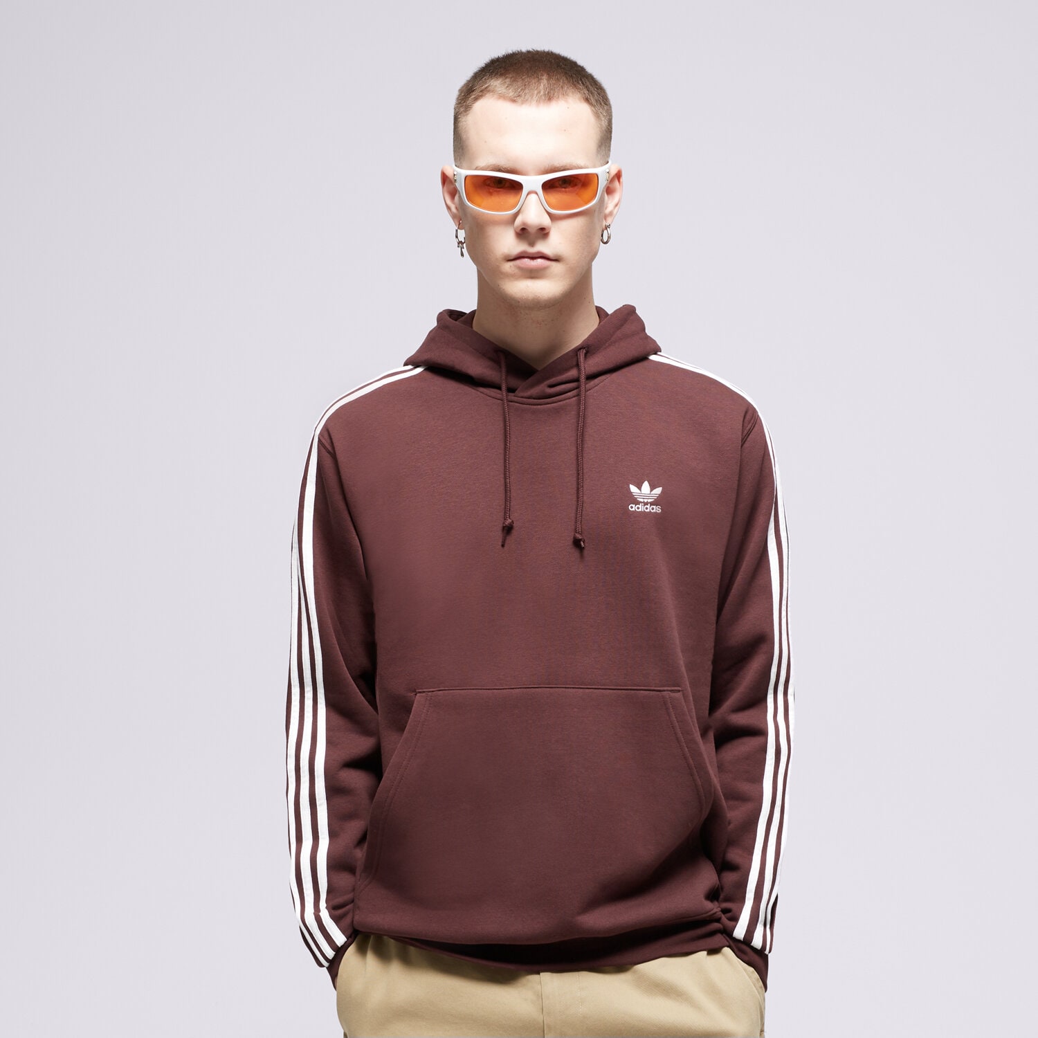 Bluza męska ADIDAS BLUZA Z KAPTUREM 3-STRIPES HOODY II5768 BRĄZOWY
