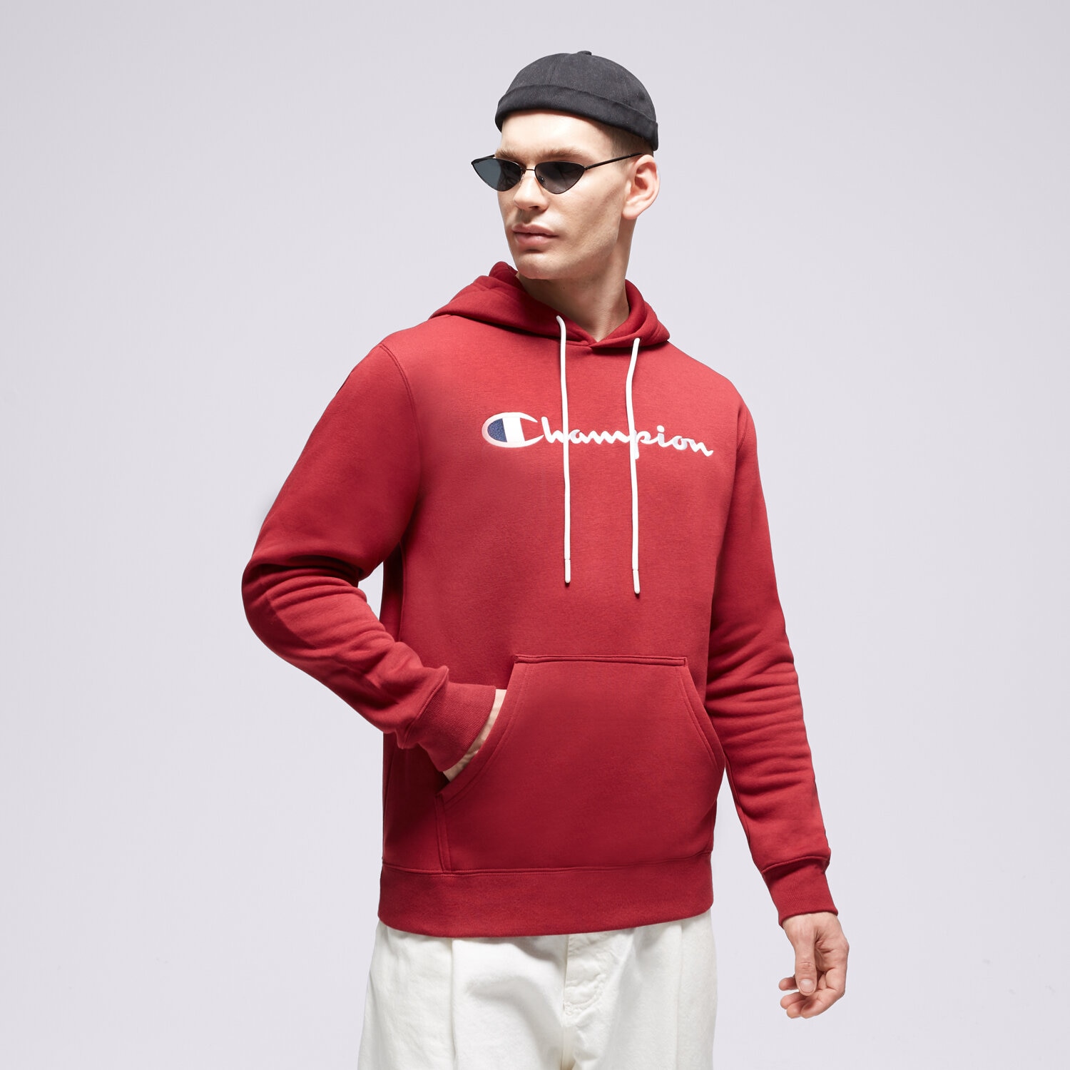 Bluza męska CHAMPION BLUZA Z KAPTUREM HOODED SWEATSHIRT 219203RS508 BORDOWY