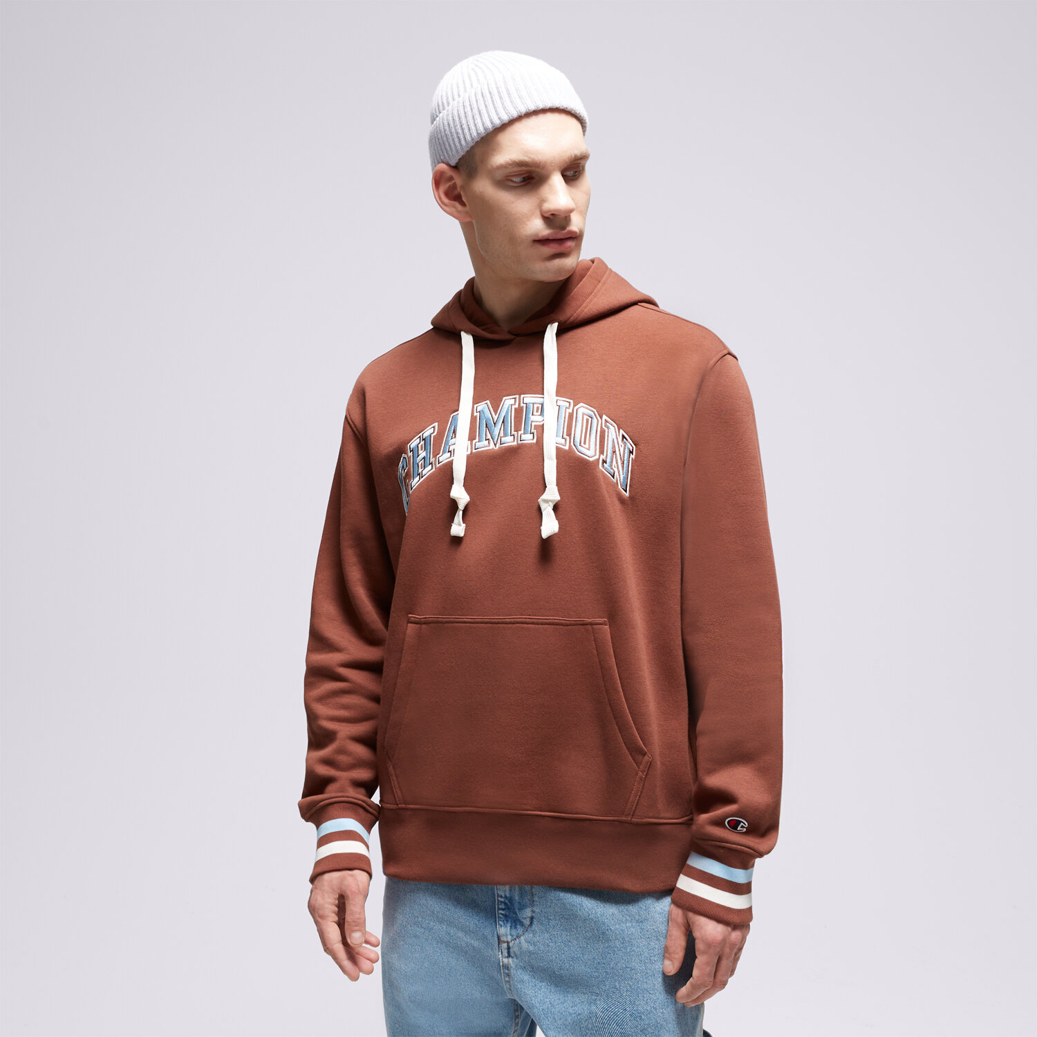 Bluza męska CHAMPION BLUZA Z KAPTUREM HOODED SWEATSHIRT 219174MS534 BRĄZOWY