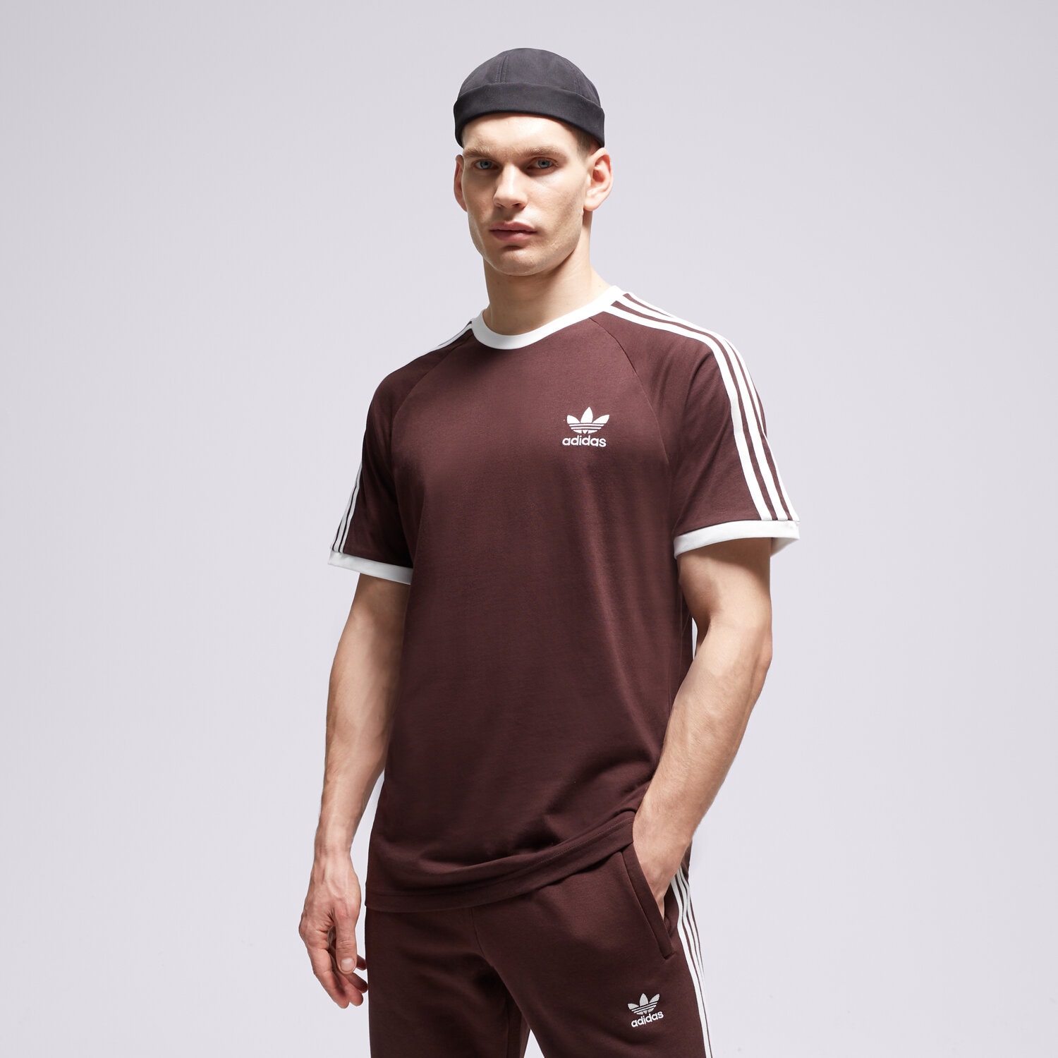 Koszulka, t-shirt sportowy męski ADIDAS T-SHIRT 3-STRIPES TEE IM2077 BRĄZOWY