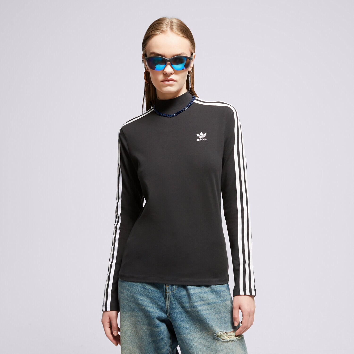 Koszulka, t-shirt damski ADIDAS T SHIRT HIGHNECK LS II0757 CZARNY