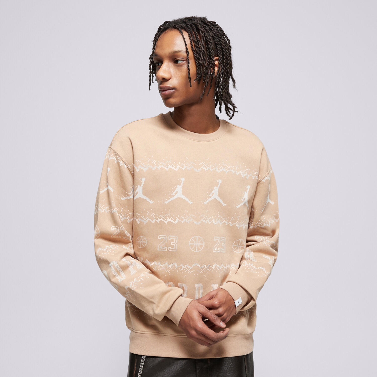 Bluza męska JORDAN BLUZA M J ESS MMBR HLDY FLC CREW FD7463-200 BEŻOWY