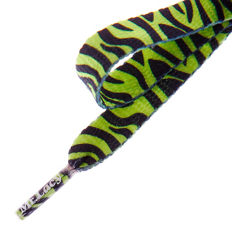 MR. LACY SZNURÓWKI PRINTIES NEON LIME YELLOW ZEBRA 2000060007696 ZIELONY
