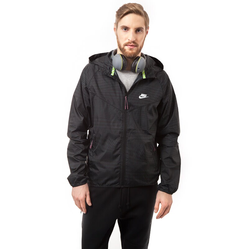 Kurtka wiosenna / jesienna męska NIKE KURTKA RU FLY WINDRUNNER 644127010 CZARNY