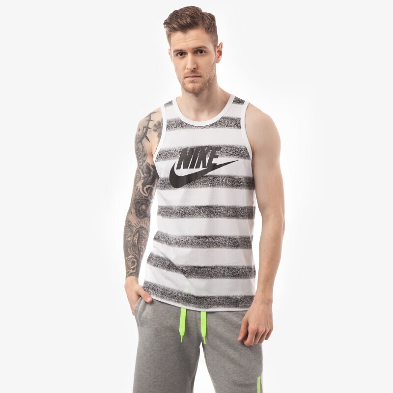 Koszulka, t-shirt sportowy męski NIKE TANK ACE TANK-FADE 642929100 SZARY