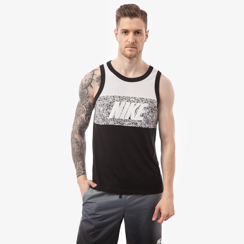 Koszulka, t-shirt sportowy męski NIKE TANK BLINDSIDE TANK-SPECK 644890100 CZARNY