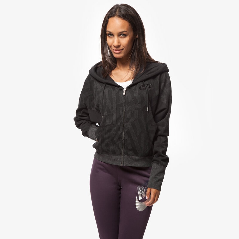 Bluza damska NIKE BLUZA JACQUARD RALLY FZ HOODY 683778010 CZARNY