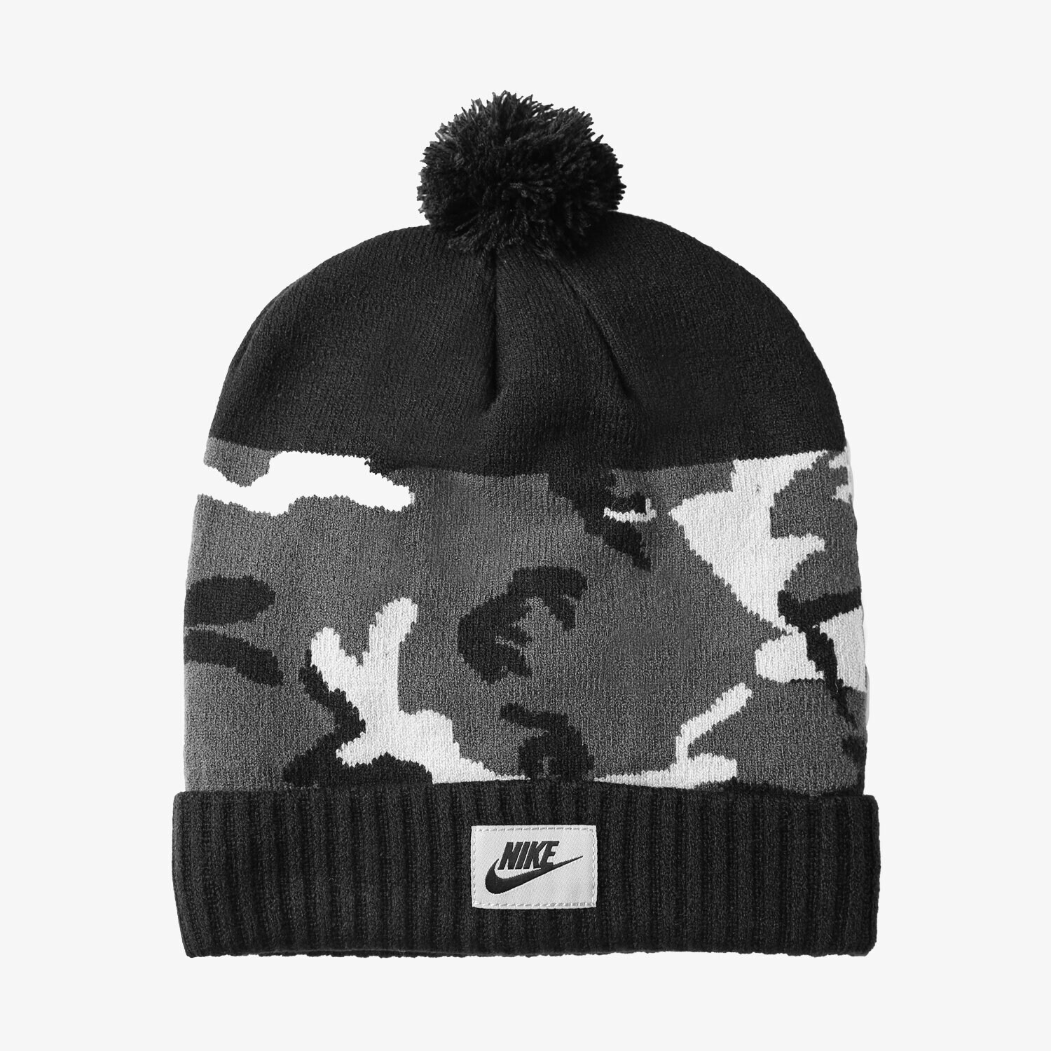 Czapka zimowa dla dzieci NIKE CZAPKA ZIMOWA NSW CAMO POM BEANIE 688788010 CZARNY
