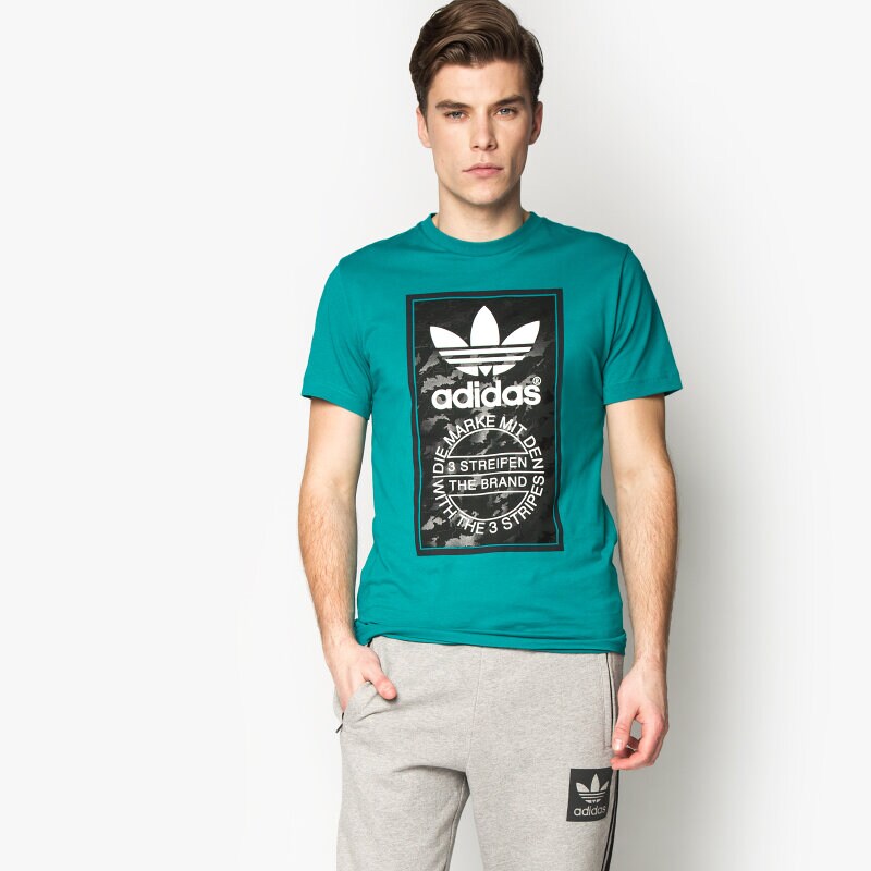 Koszulka, t-shirt sportowy męski ADIDAS T-SHIRT CAMO TONGUE T AJ7148 ZIELONY