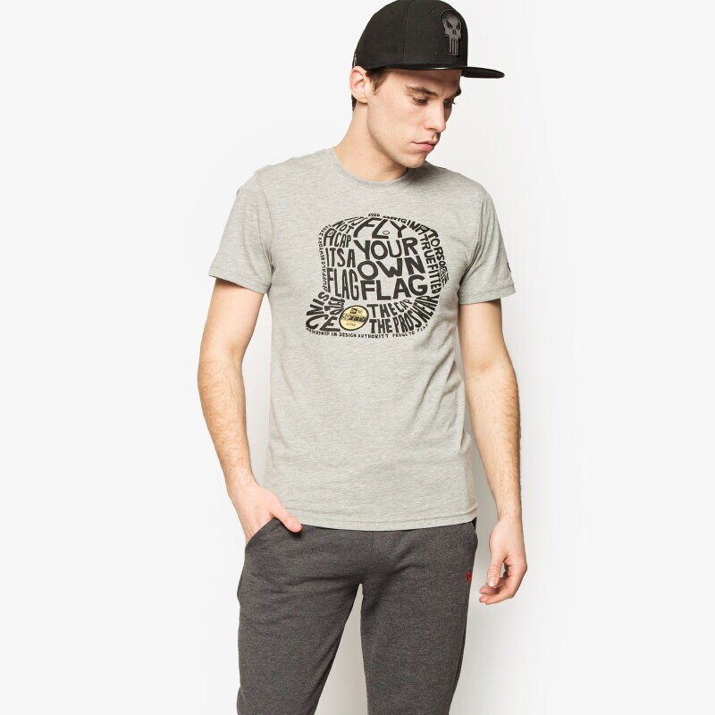 Koszulka, t-shirt sportowy męski NEW ERA T-SHIRT WORD CAP 11277795 SZARY