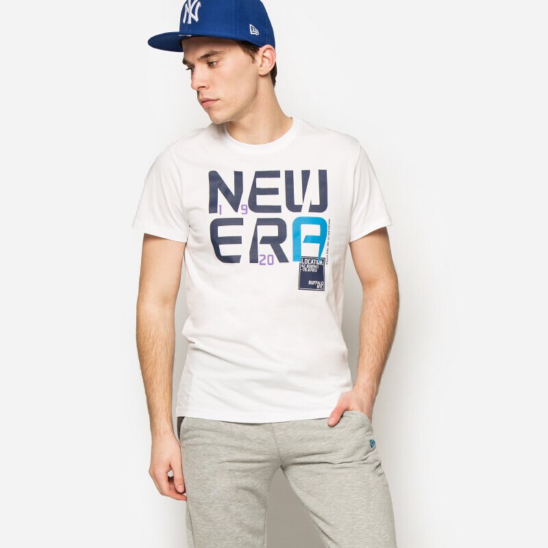 Koszulka, t-shirt sportowy męski NEW ERA T-SHIRT CUT UP STACK 11276664 BIAŁY