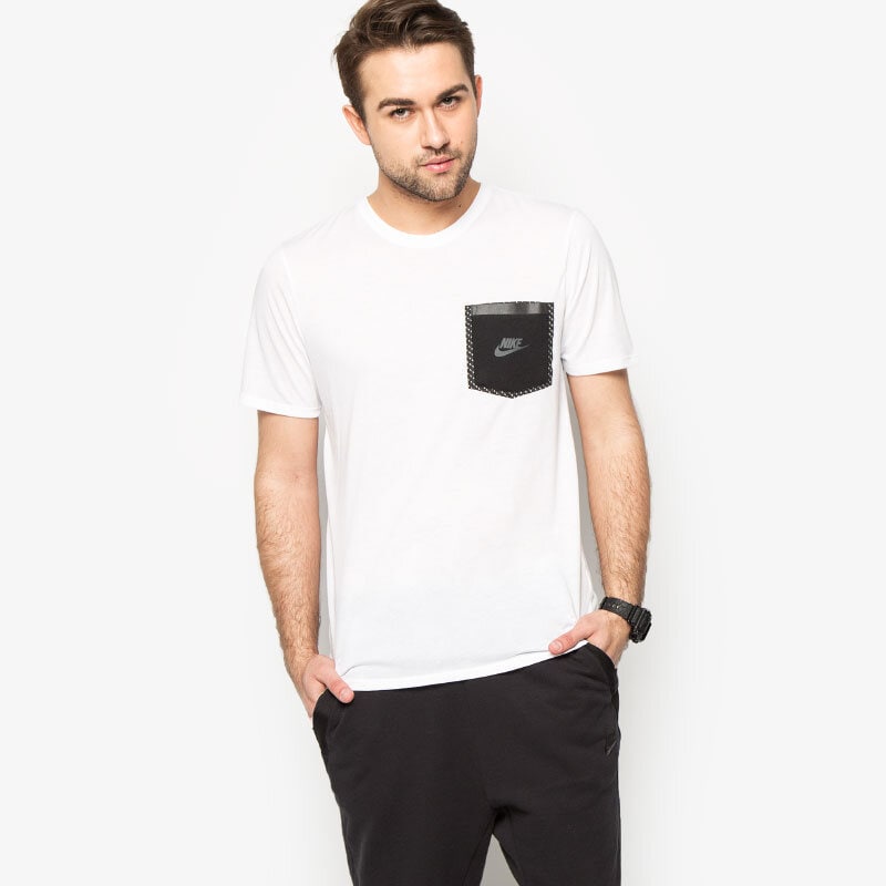 Koszulka, t-shirt sportowy męski NIKE T-SHIRT TEE-REFLECTIVE PKT 739598100 BIAŁY