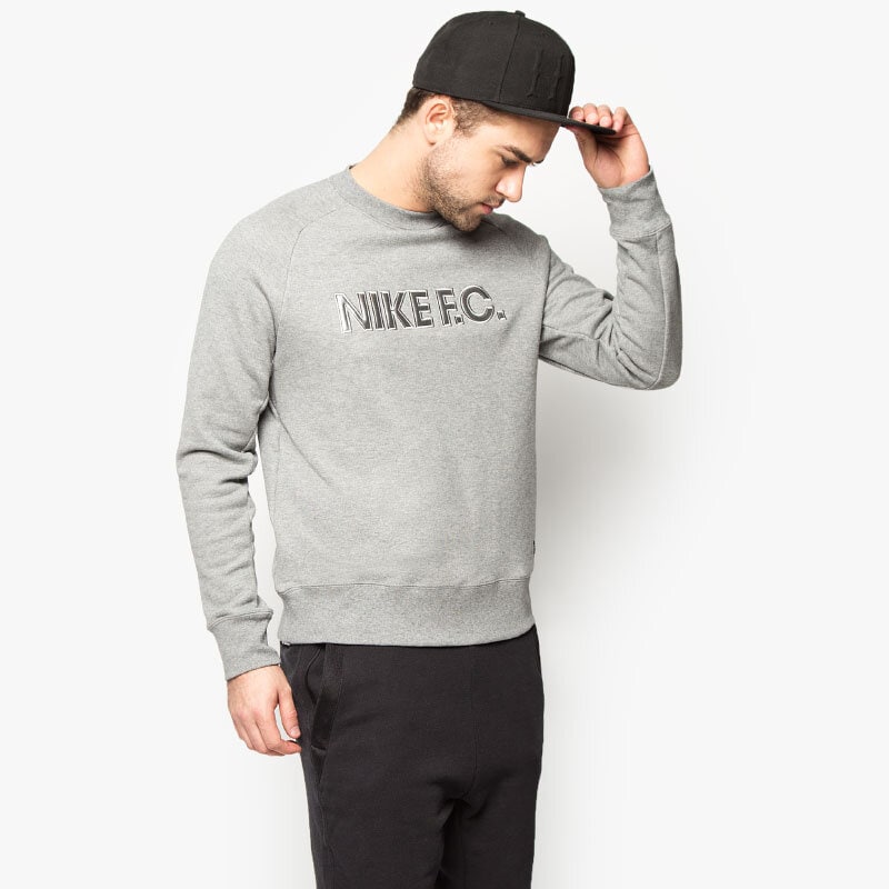 Bluza męska NIKE BLUZA FC CITY CREW 718807091 SZARY