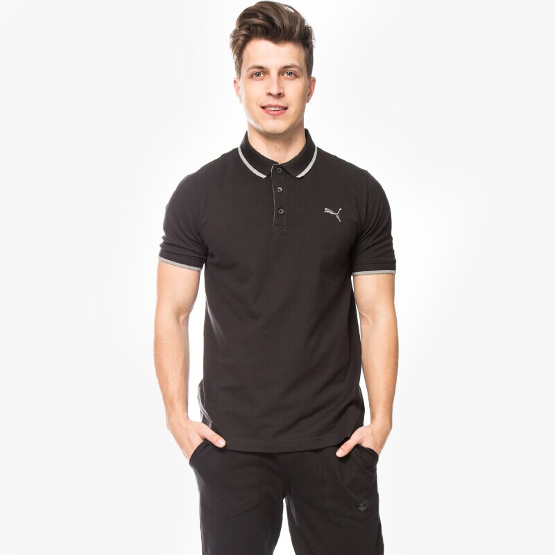 Koszulka, t-shirt sportowy męski PUMA POLO FUN DRY PIQUE 83651601 CZARNY