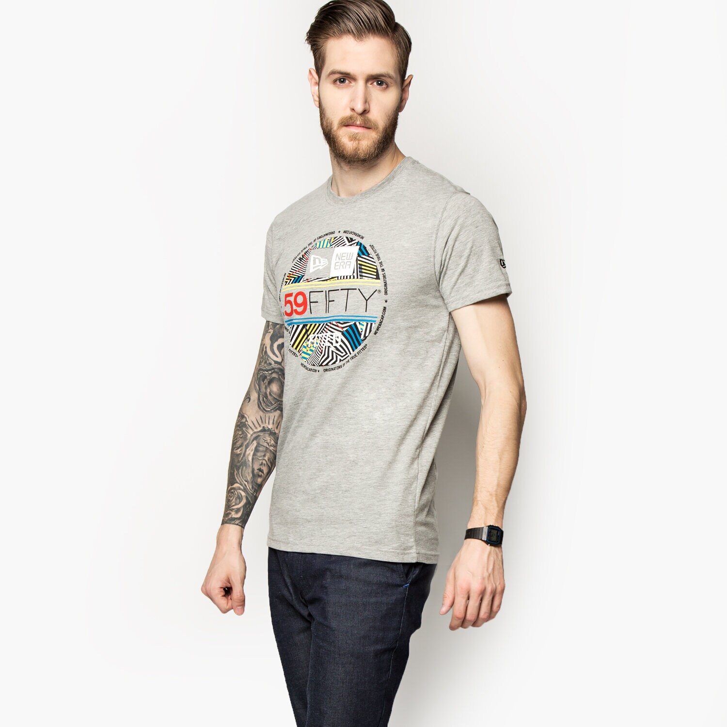 Koszulka, t-shirt sportowy męski NEW ERA WALALA VISOR TEE 11208463 SZARY