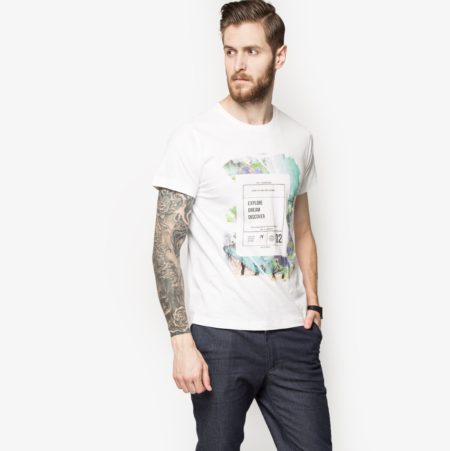 Koszulka, t-shirt sportowy męski CONFRONT T-SHIRT BILLETE CF16TSMPR016 BIAŁY