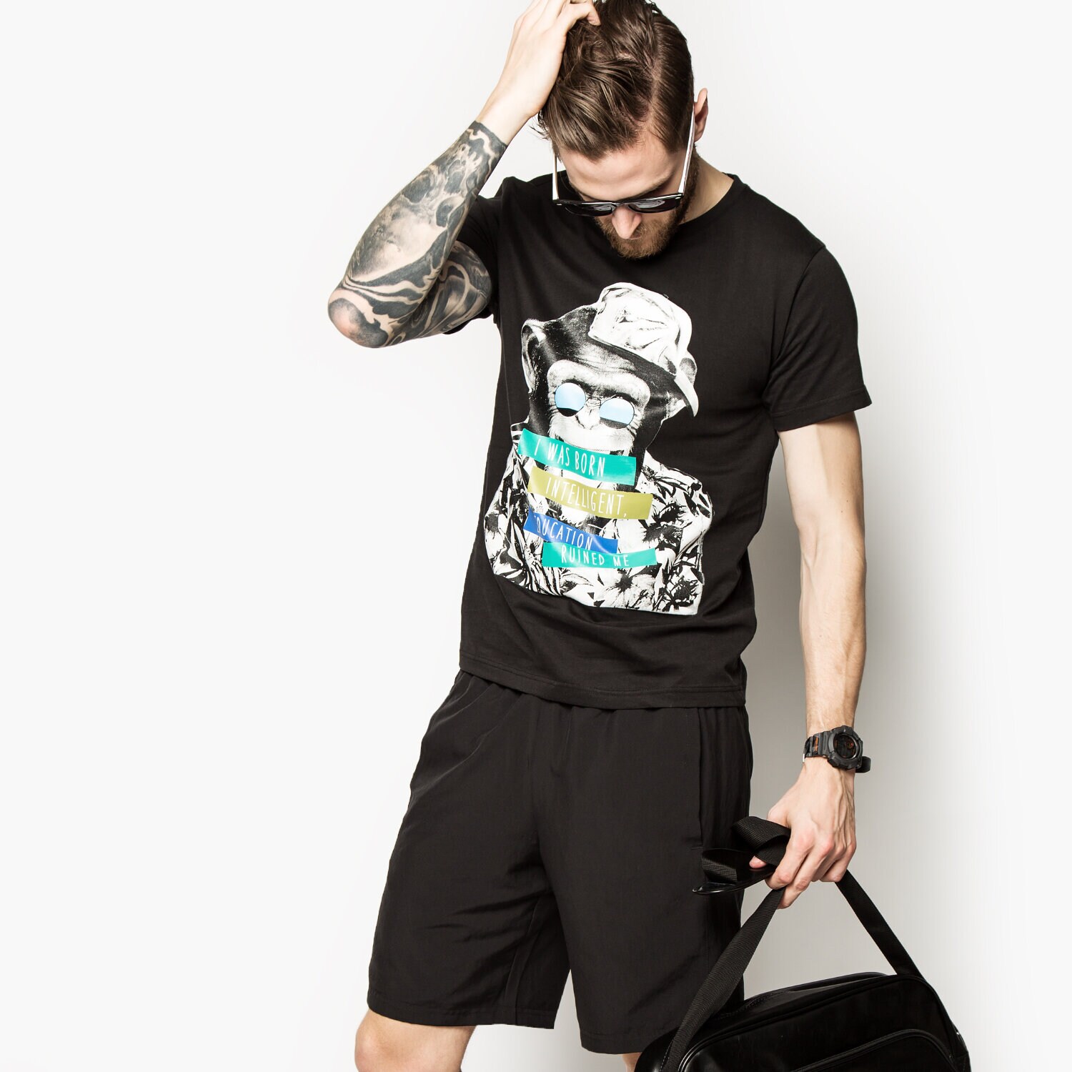 Koszulka, t-shirt sportowy męski CONFRONT T-SHIRT BANANA CF16TSMPR018 CZARNY