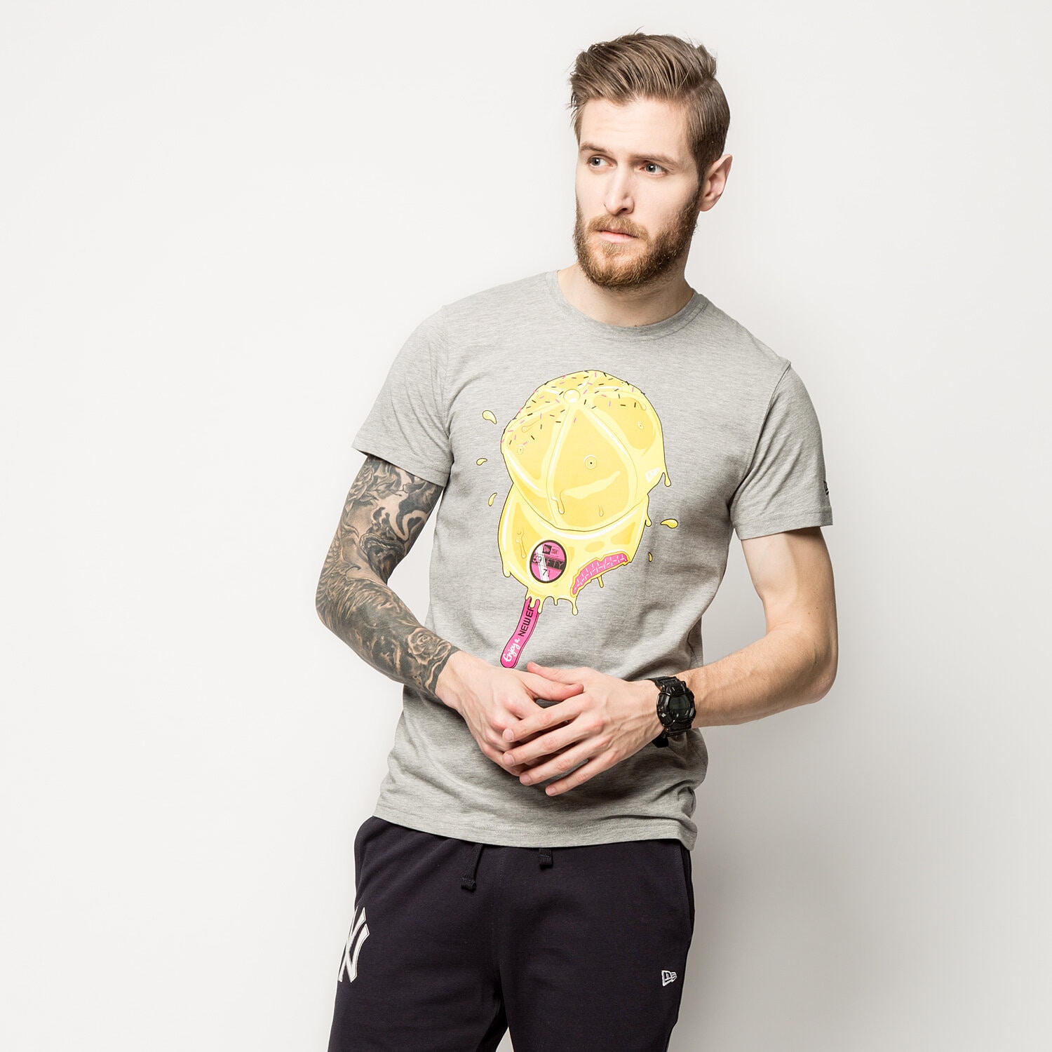 Koszulka, t-shirt sportowy męski NEW ERA T-SHIRT ICELOLLY NE GRY HEAT 11243147 SZARY