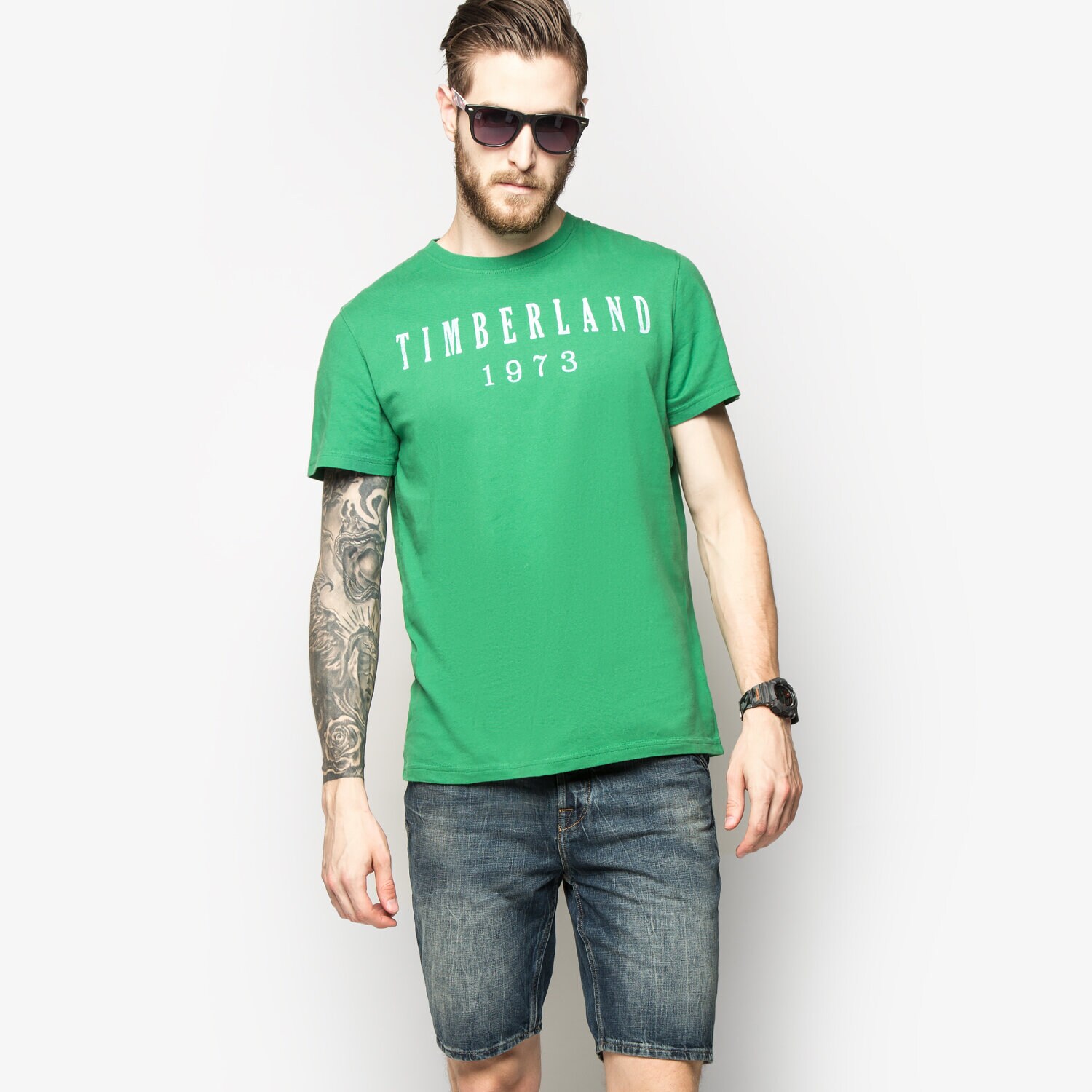 Koszulka, t-shirt sportowy męski TIMBERLAND T-SHIRT SS LINEAR LOGO A1EIYA26 ZIELONY