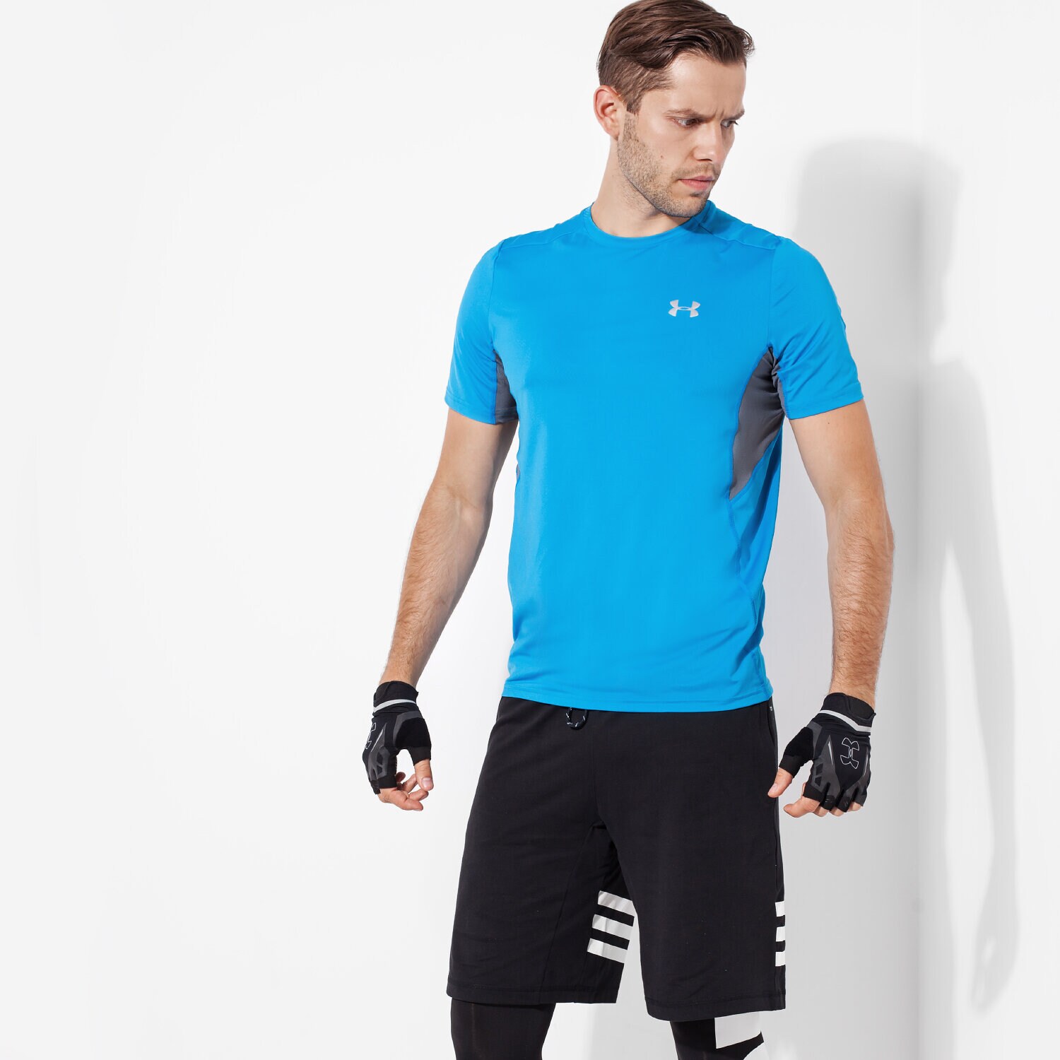 Koszulka, t-shirt sportowy męski UNDER ARMOUR T-SHIRT COLSWITC RUN 1271844428 NIEBIESKI