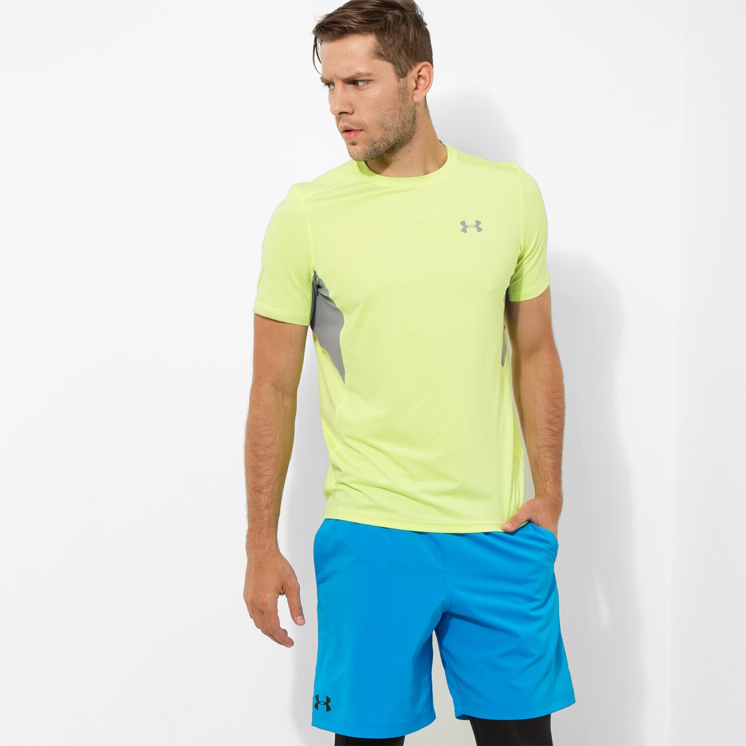 Koszulka, t-shirt sportowy męski UNDER ARMOUR T-SHIRT COLSWITC RUN 1271844786 ŻÓŁTY