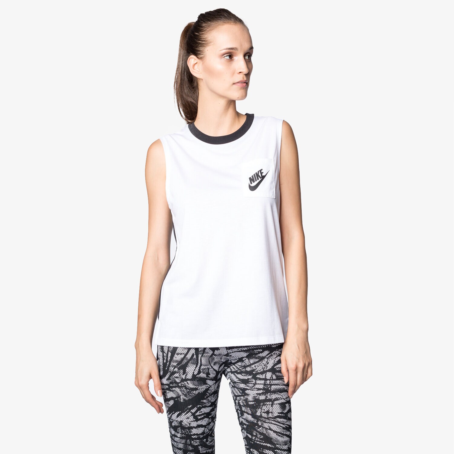 Koszulka, t-shirt damski NIKE TANK SIGNAL MUSCLE TANK 743970100 BIAŁY