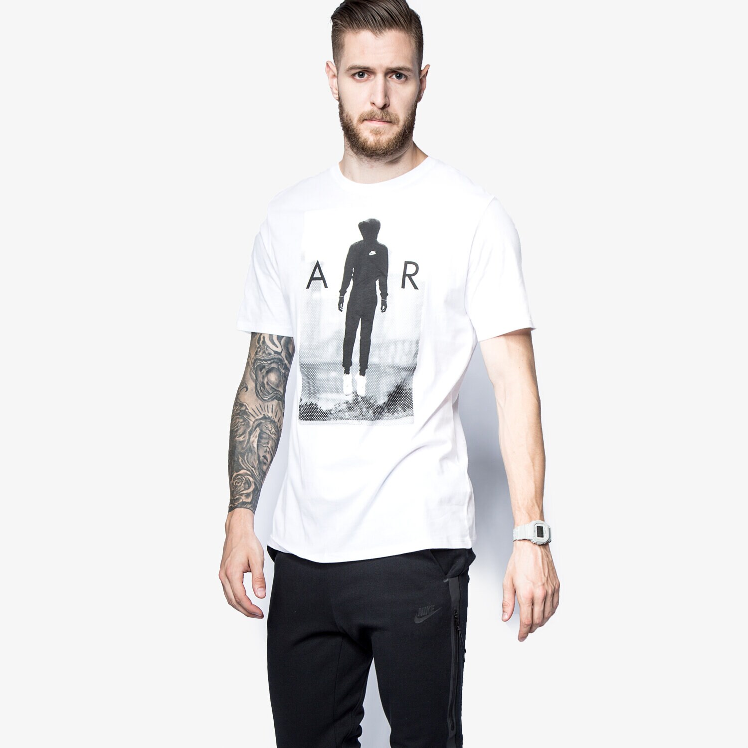 Koszulka, t-shirt sportowy męski NIKE T-SHIRT TEE-HIGH ON AIR 779816100 BIAŁY