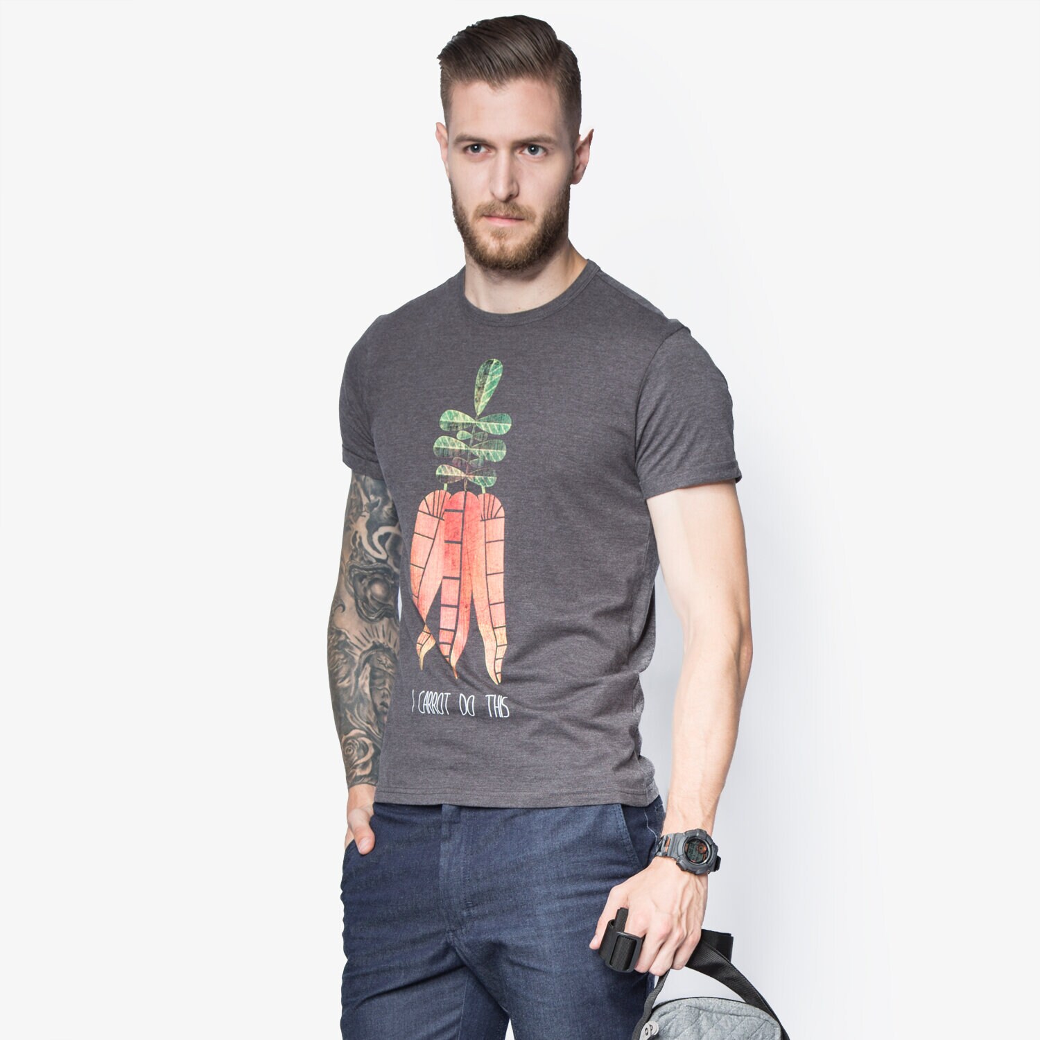 Koszulka, t-shirt sportowy męski CONFRONT T-SHIRT CARROT CF16TSM90001 SZARY