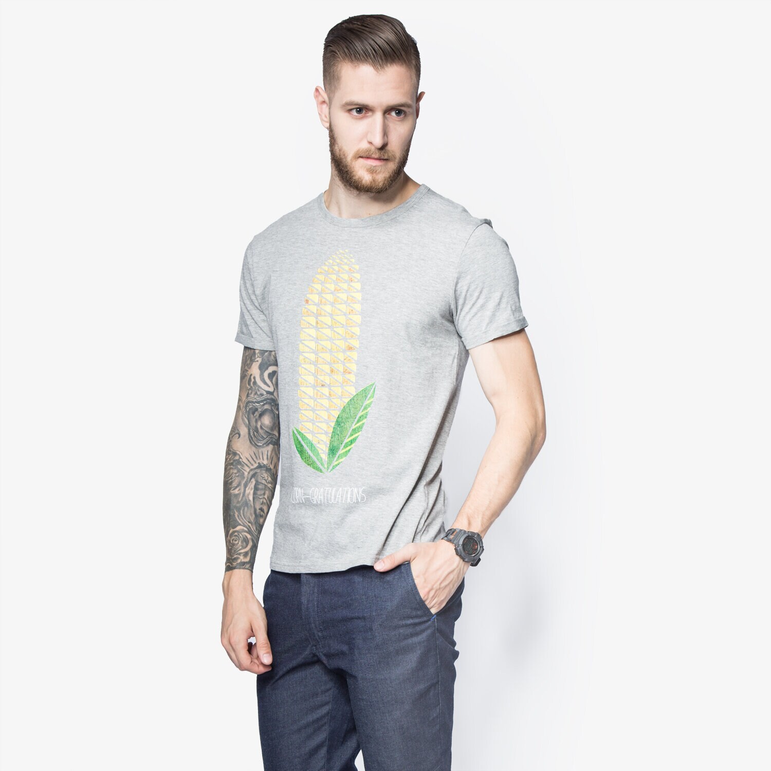 Koszulka, t-shirt sportowy męski CONFRONT T-SHIRT CORN CF16TSM91001 SZARY
