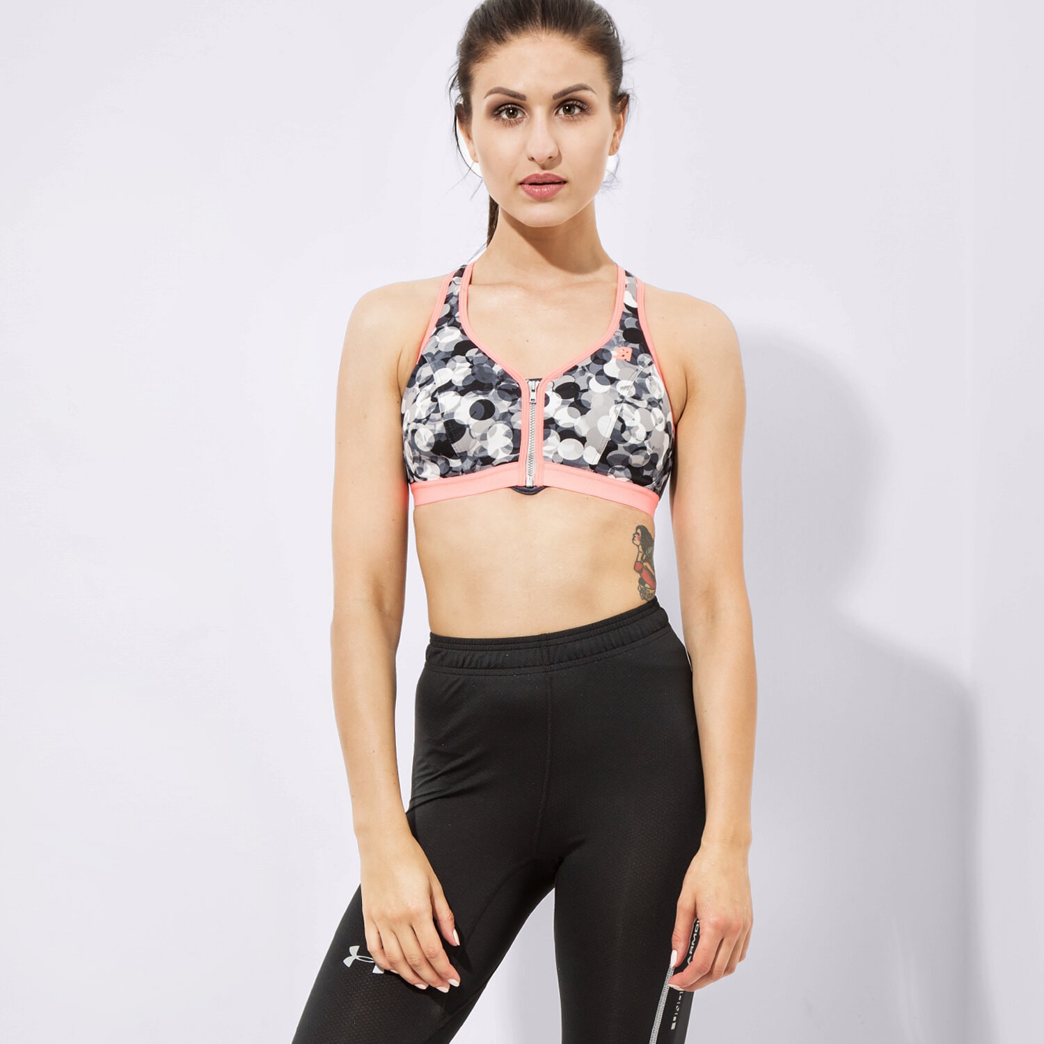 Koszulka, t-shirt damski SHOCK ABSORBER BRA ACTIVE ZIPP ED PLUNGE S00BW04N SZARY