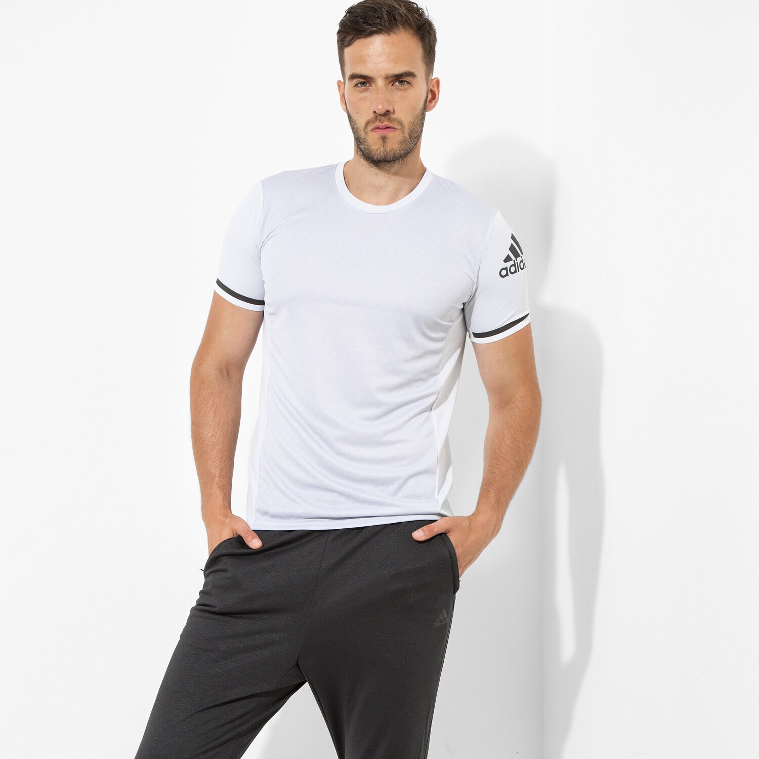 Koszulka, t-shirt sportowy męski ADIDAS T-SHIRT SS SN CLMCH TEE M AI8363 BIAŁY