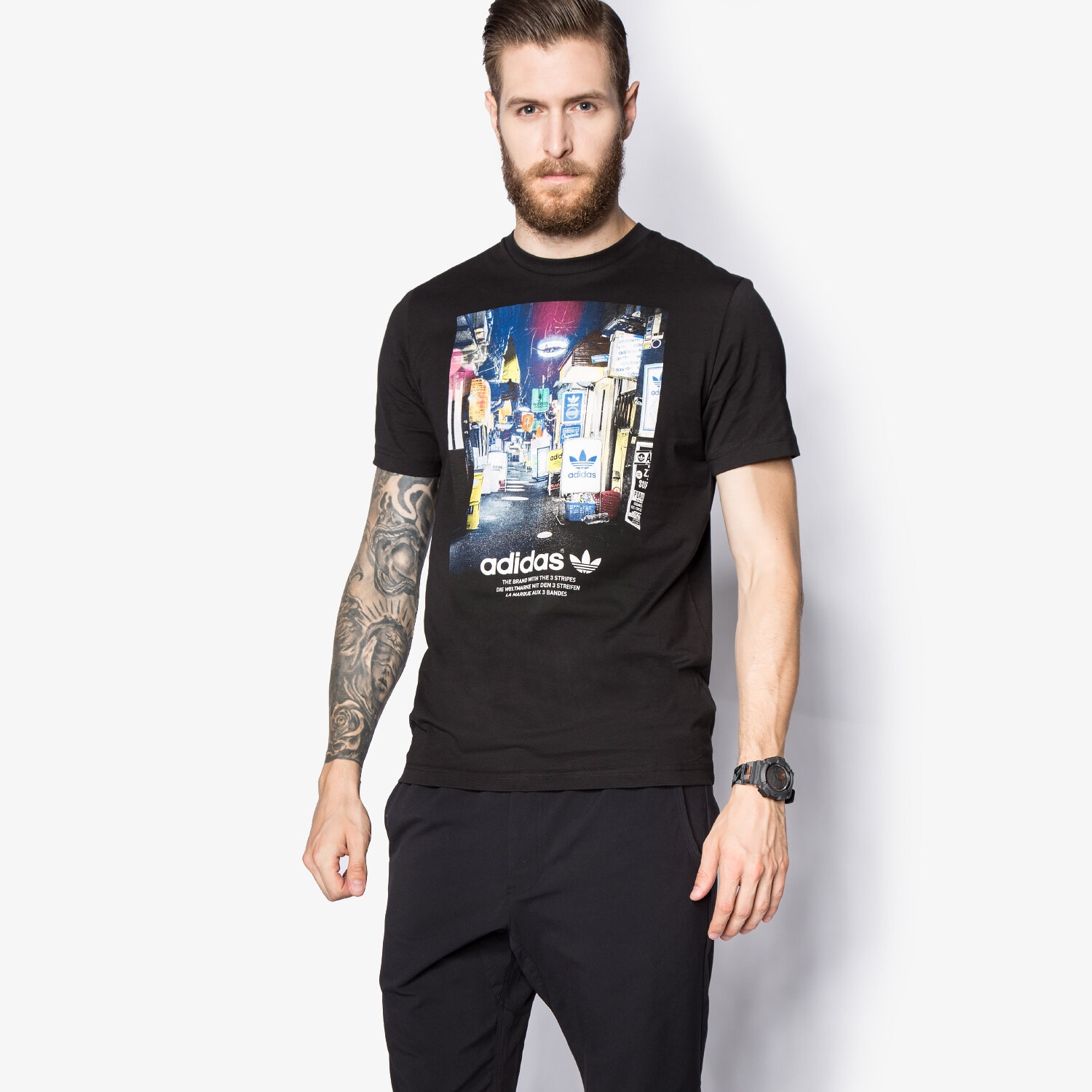 Koszulka, t-shirt sportowy męski ADIDAS T-SHIRT STREET PHOTO T AZ1480 CZARNY