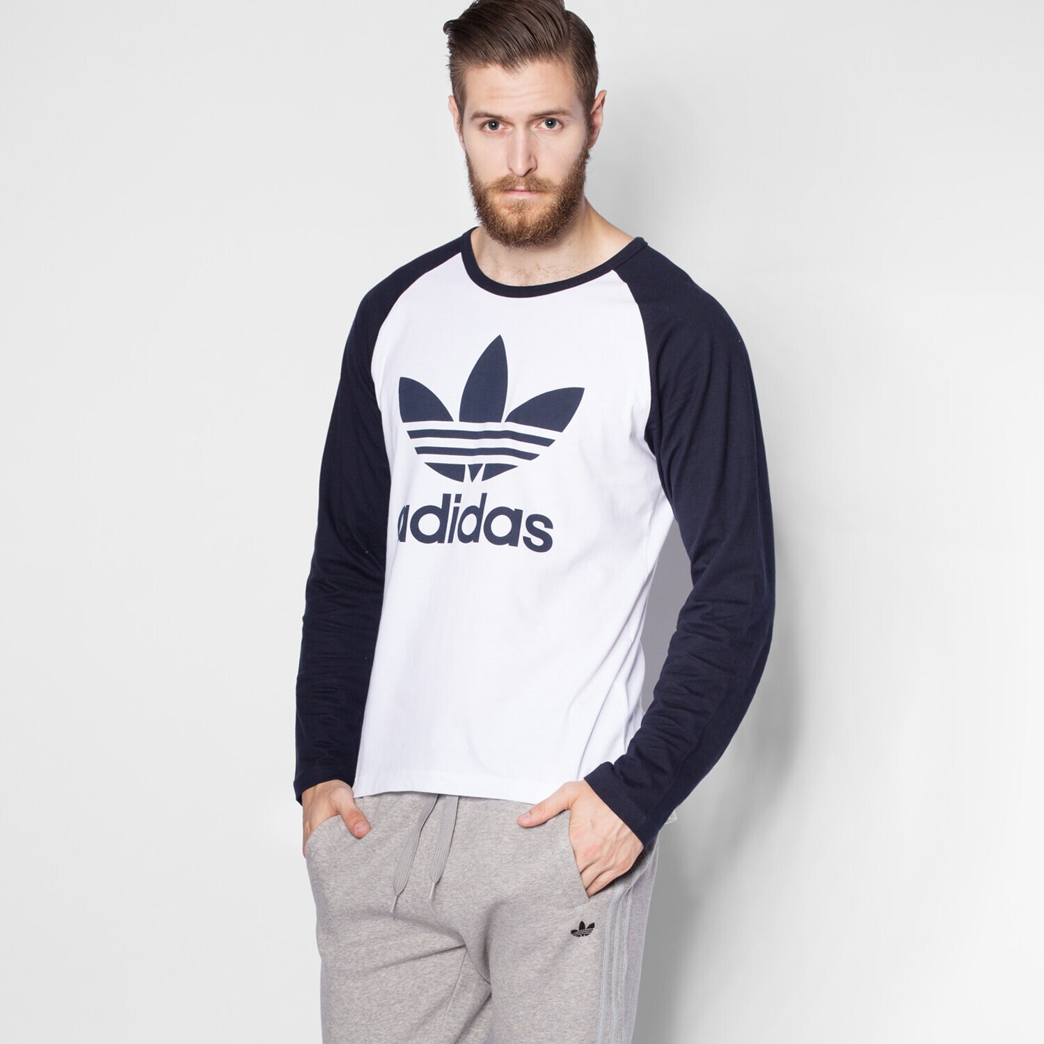 Bluza męska ADIDAS BLUZKA TREFOIL LS TEE AY7804 BIAŁY