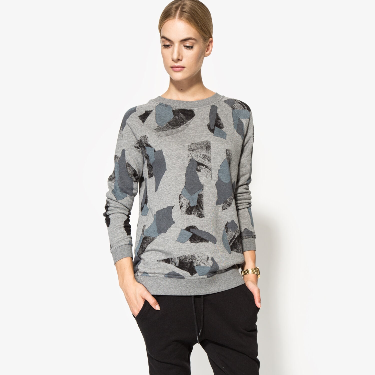 Bluza damska NIKE BLUZA W NSW MDRN CRW AOP 803614091 SZARY