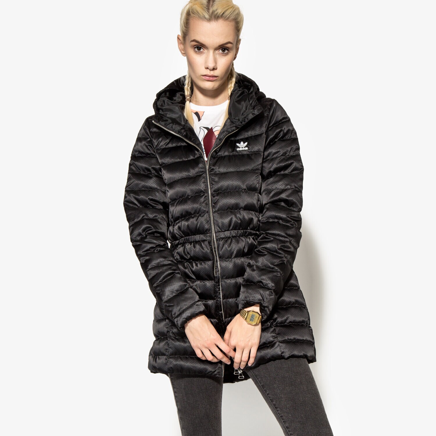 Kurtka zimowa damska ADIDAS PŁASZCZ SLIM COAT AY4765 CZARNY