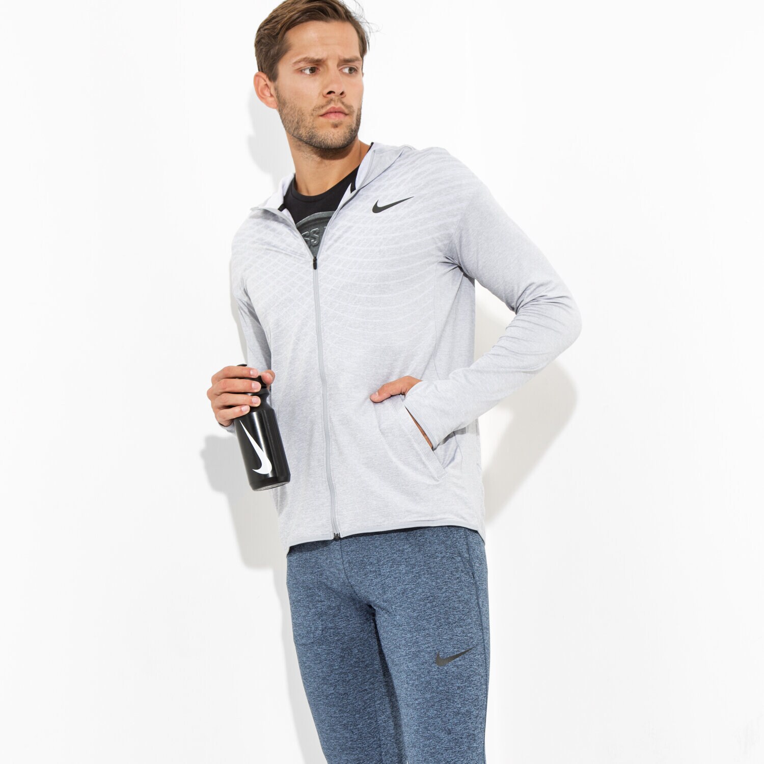 Bluza męska NIKE BLUZA ULTIMATE DRY FZ HD TOP 742492012 SZARY