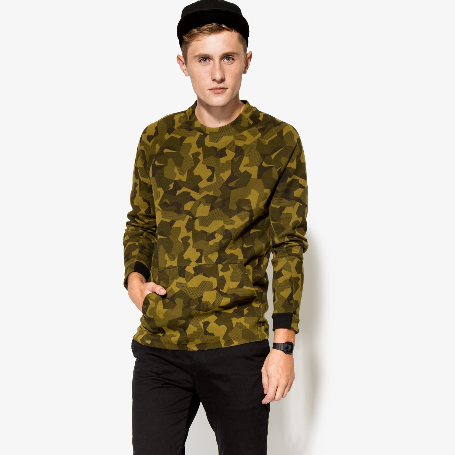 Bluza męska NIKE BLUZA M NSW TCH FLC CRW AOP 823501347 KHAKI