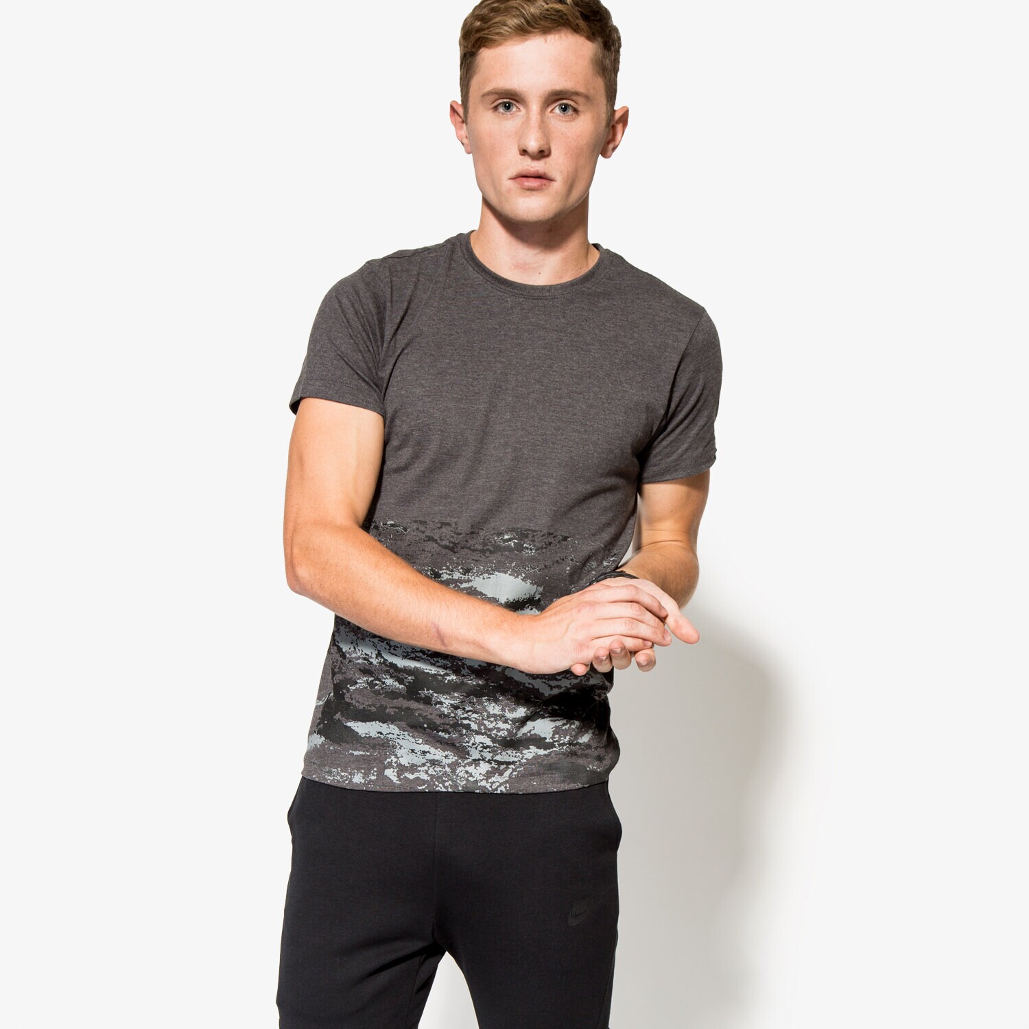 Koszulka, t-shirt sportowy męski CONFRONT T-SHIRT QUARTZ CF36TSM15001 SZARY