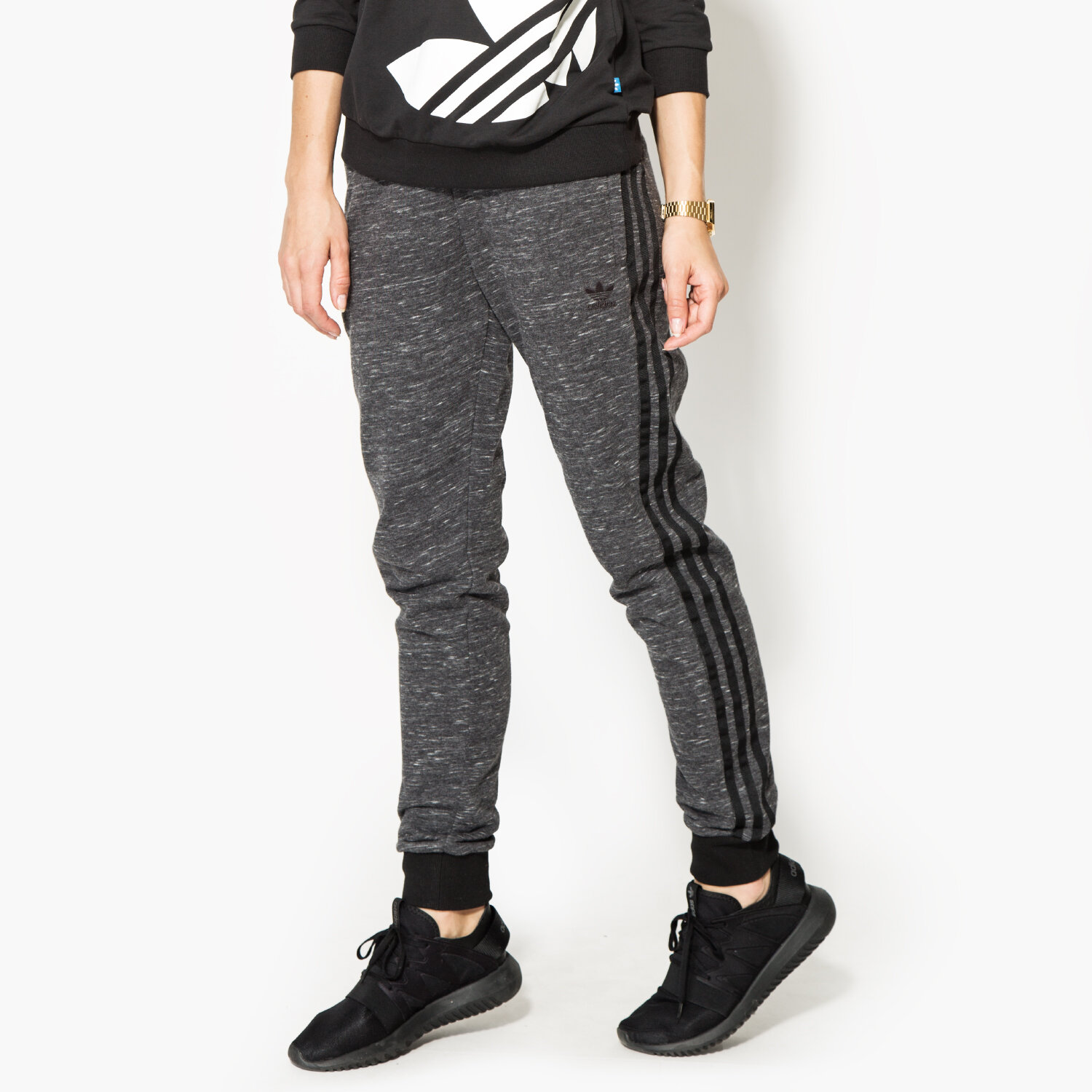 Spodnie sportowe damskie ADIDAS SPODNIE REGULAR TP CUF AY7887 CZARNY