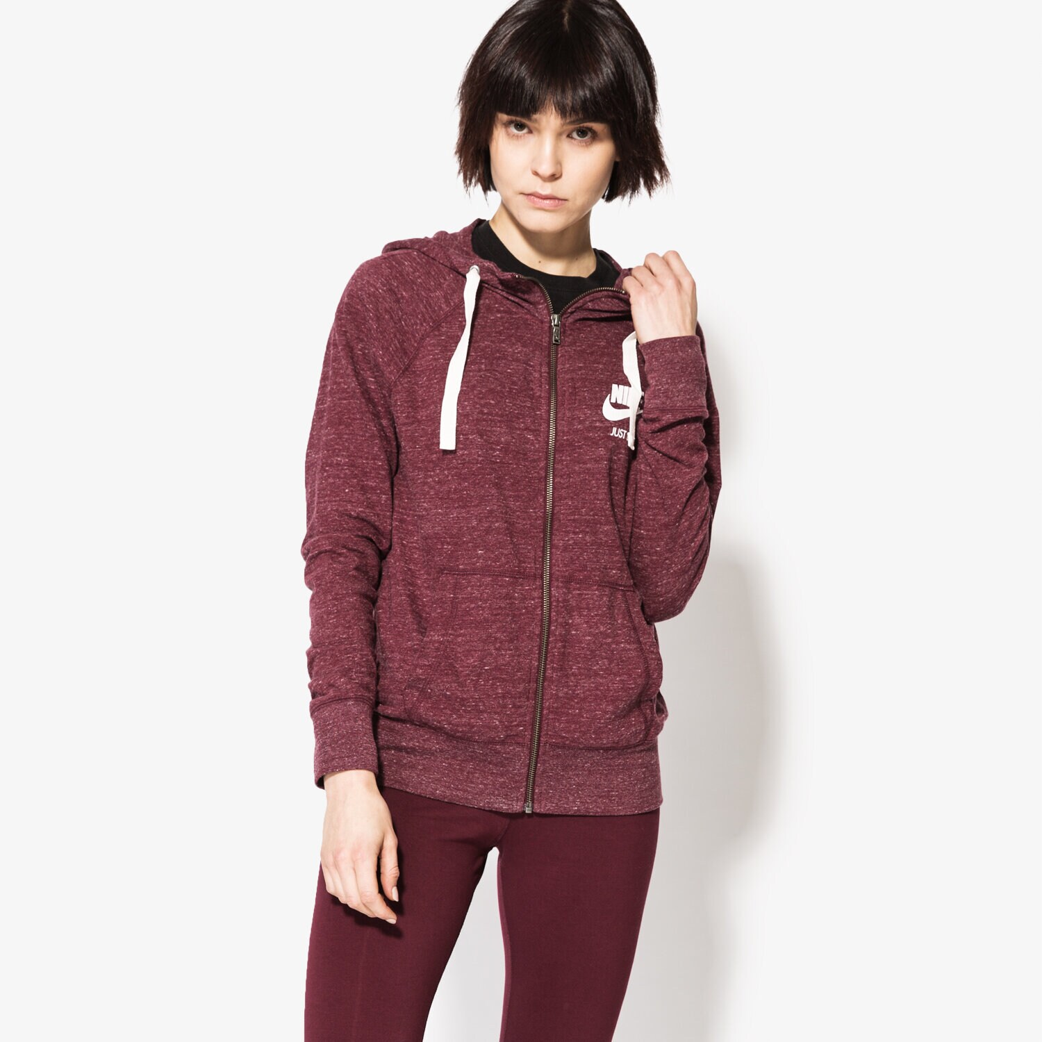 Bluza damska NIKE BLUZA GYM VNTG HOODIE FZ 726057681 BORDOWY