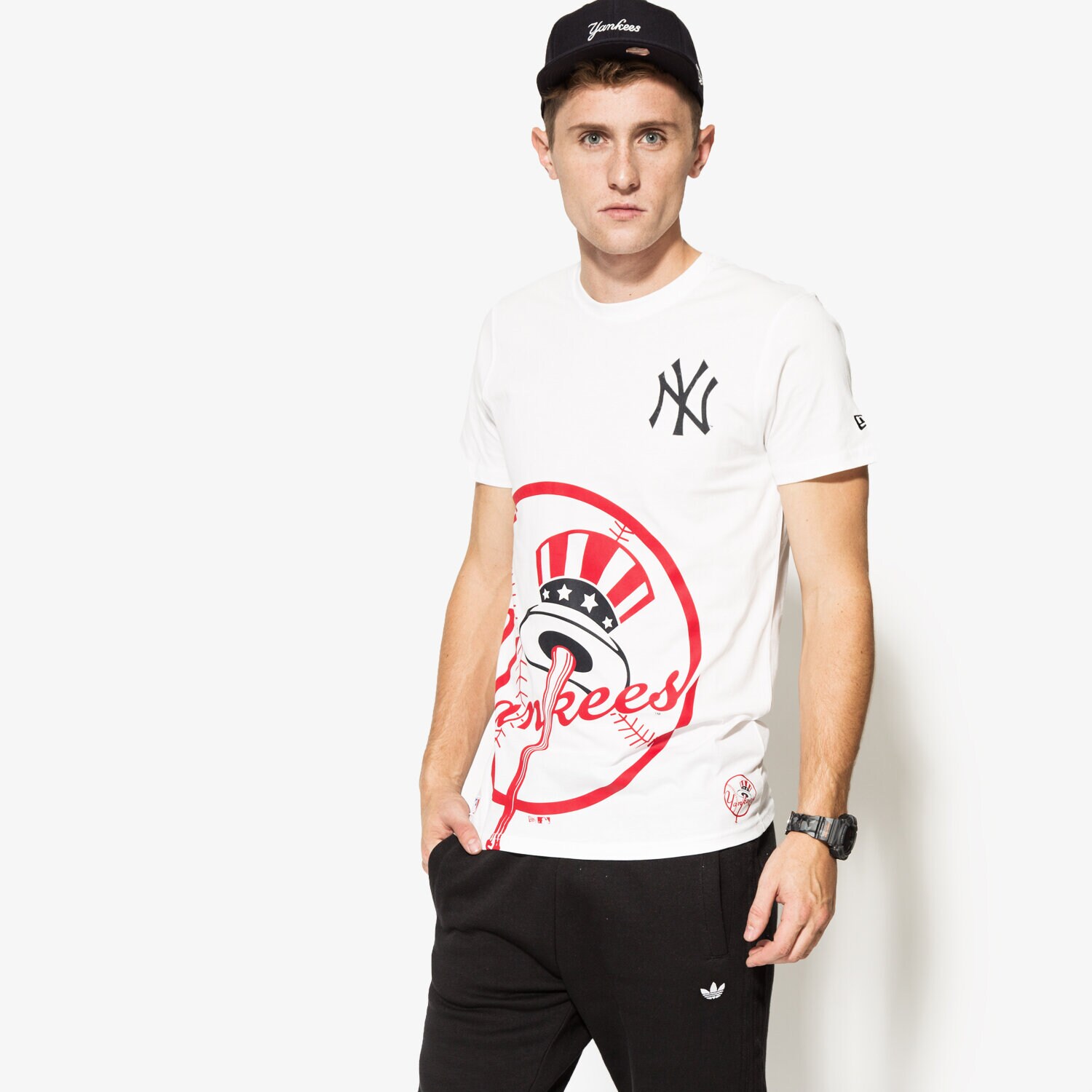 Koszulka, t-shirt sportowy męski NEW ERA KOSZULKA BIG LOGO MLB TEE NY YANKEES 11351555 BIAŁY