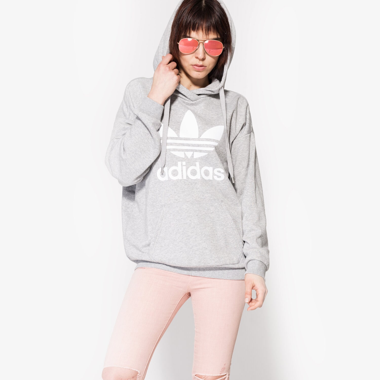 Bluza damska ADIDAS BLUZA TREFOIL HOODIE BK7141 SZARY