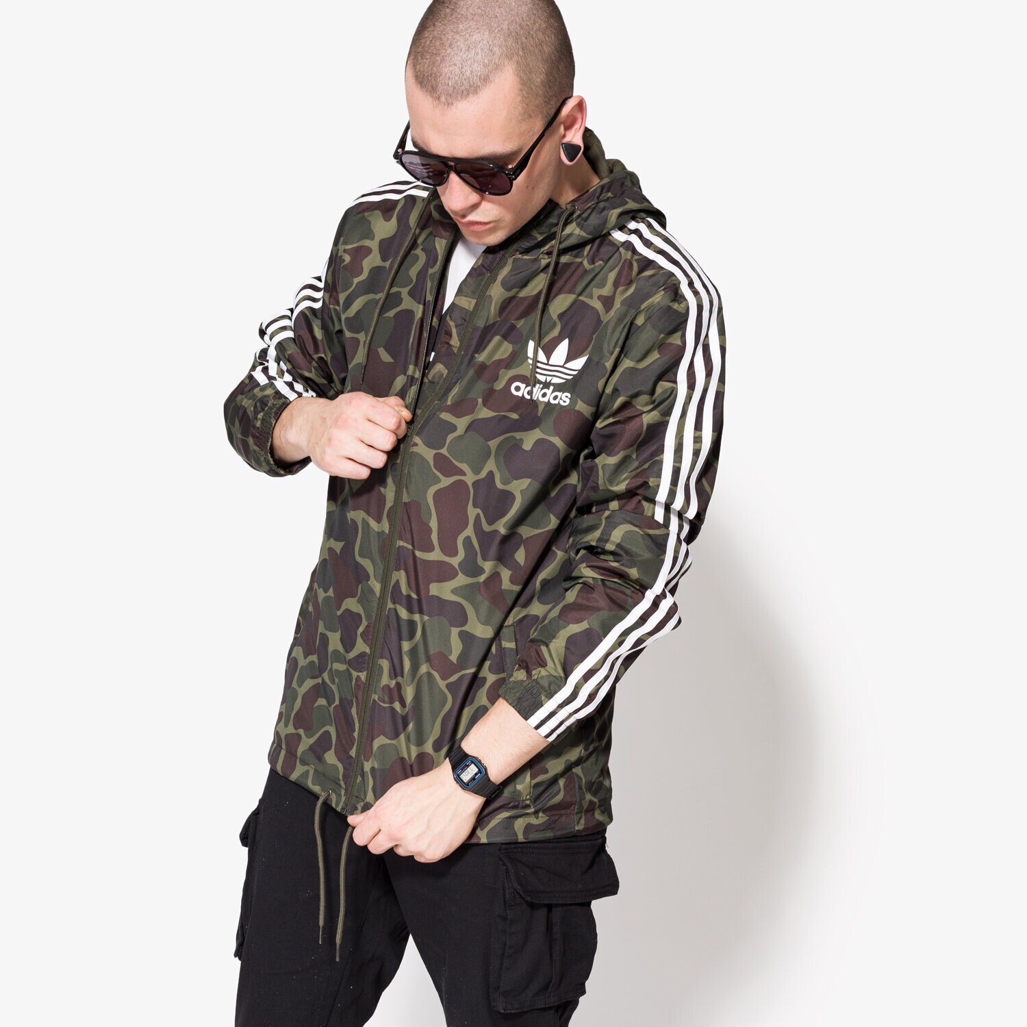 Kurtka wiosenna / jesienna męska ADIDAS KURTKA CAMO WB BJ9997 KHAKI