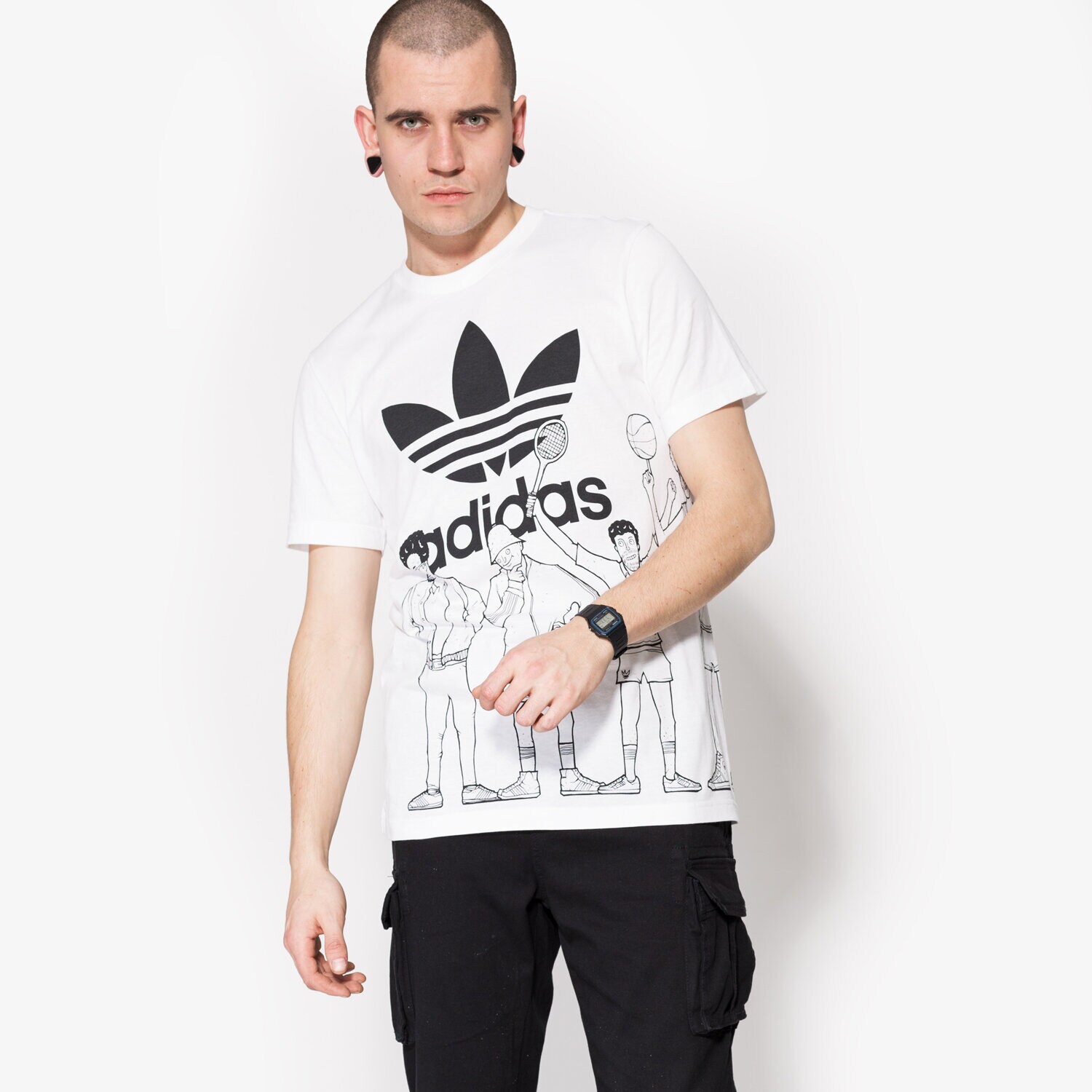 Koszulka, t-shirt sportowy męski ADIDAS T-SHIRT SS TRF GRAPHIC BQ3128 BIAŁY