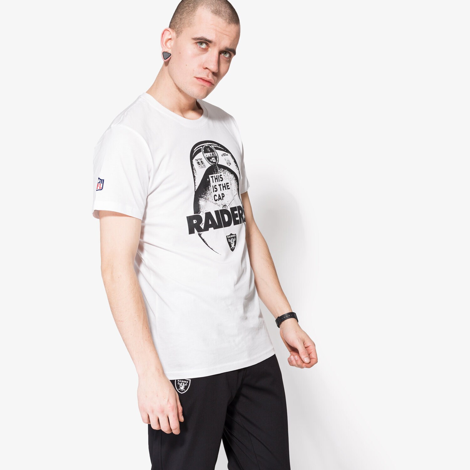 Koszulka, t-shirt sportowy męski NEW ERA KOSZULKA NFL CAP TEE OAK RAIDERS WHT 11372506 BIAŁY