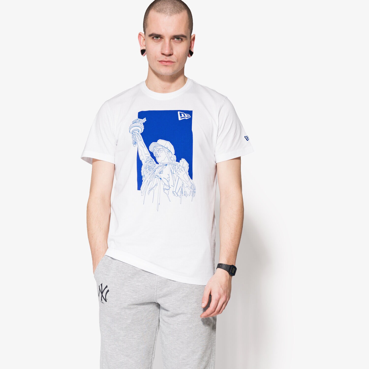 Koszulka, t-shirt sportowy męski NEW ERA KOSZULKA STATUE NY TEE NE WHT 11372474 BIAŁY