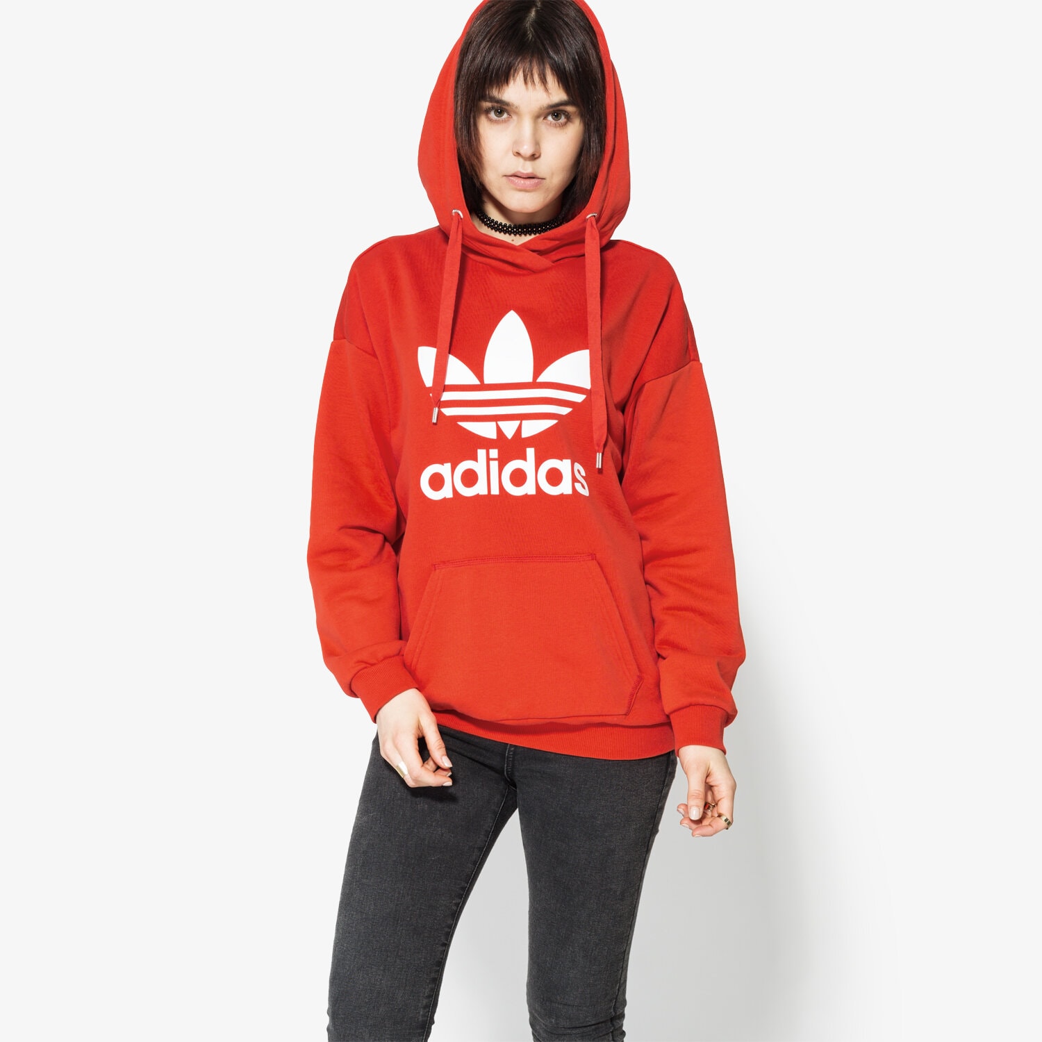 Bluza damska ADIDAS BLUZA TREFOIL HOODIE BK7139 CZERWONY