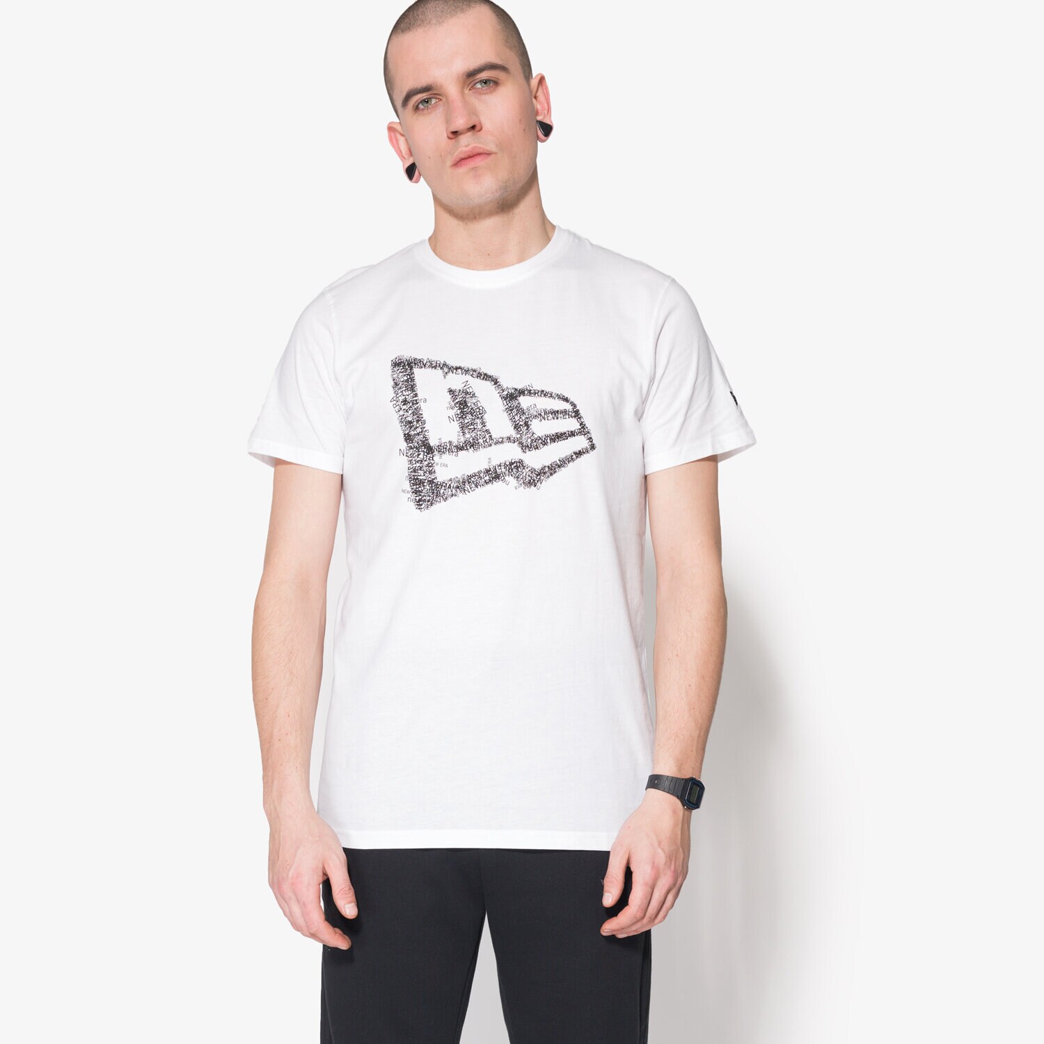 Koszulka, t-shirt sportowy męski NEW ERA KOSZULKA WORDMARK FLAG WHT 11422866 BIAŁY
