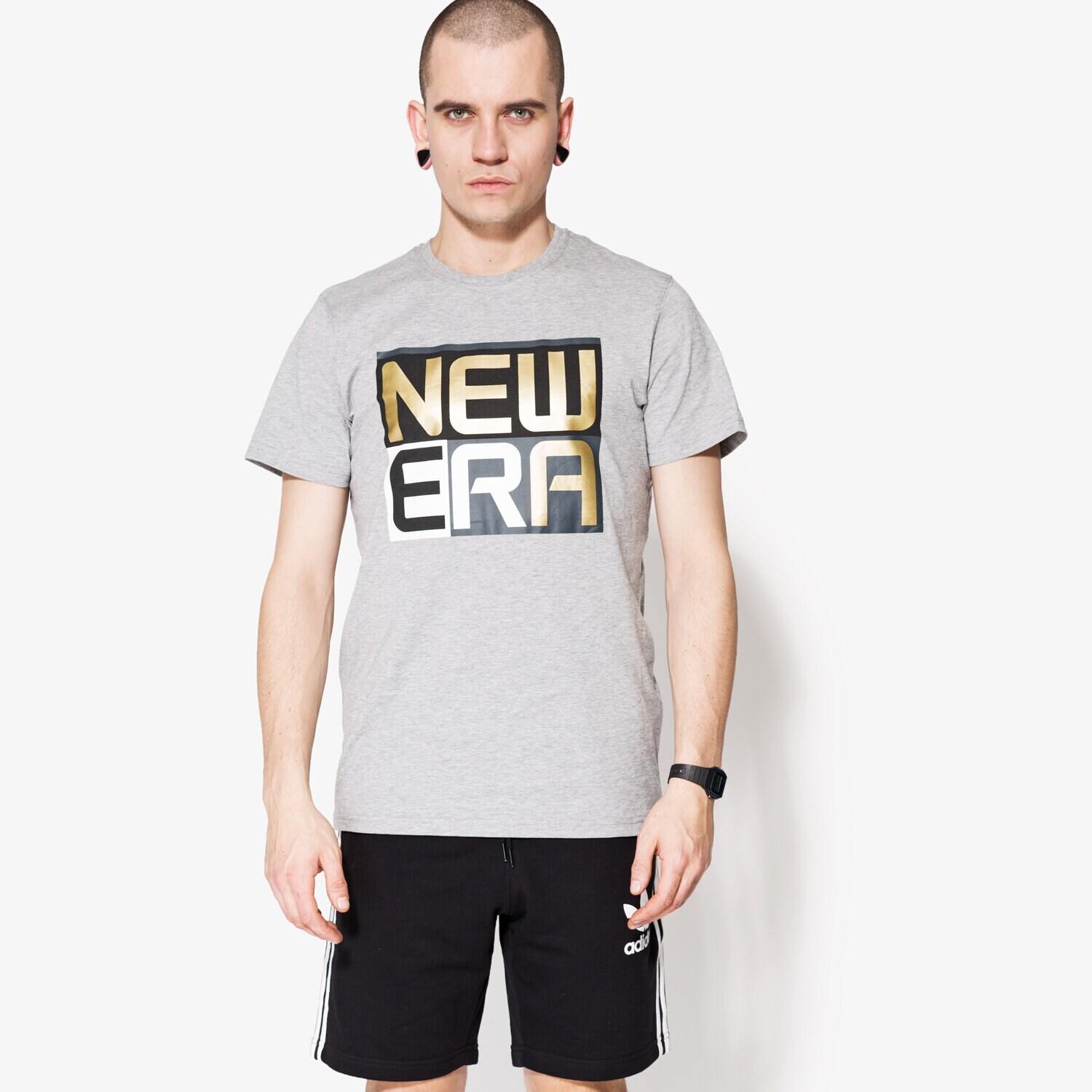 Koszulka, t-shirt sportowy męski NEW ERA KOSZULKA GOLD STACK LGH 11422871 SZARY