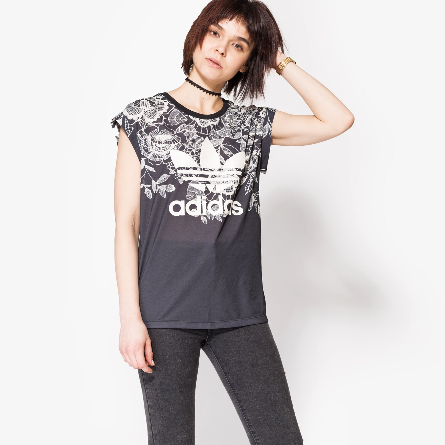 Koszulka, t-shirt damski ADIDAS T-SHIRT SS FLORIDO TEE BJ8402 CZARNY